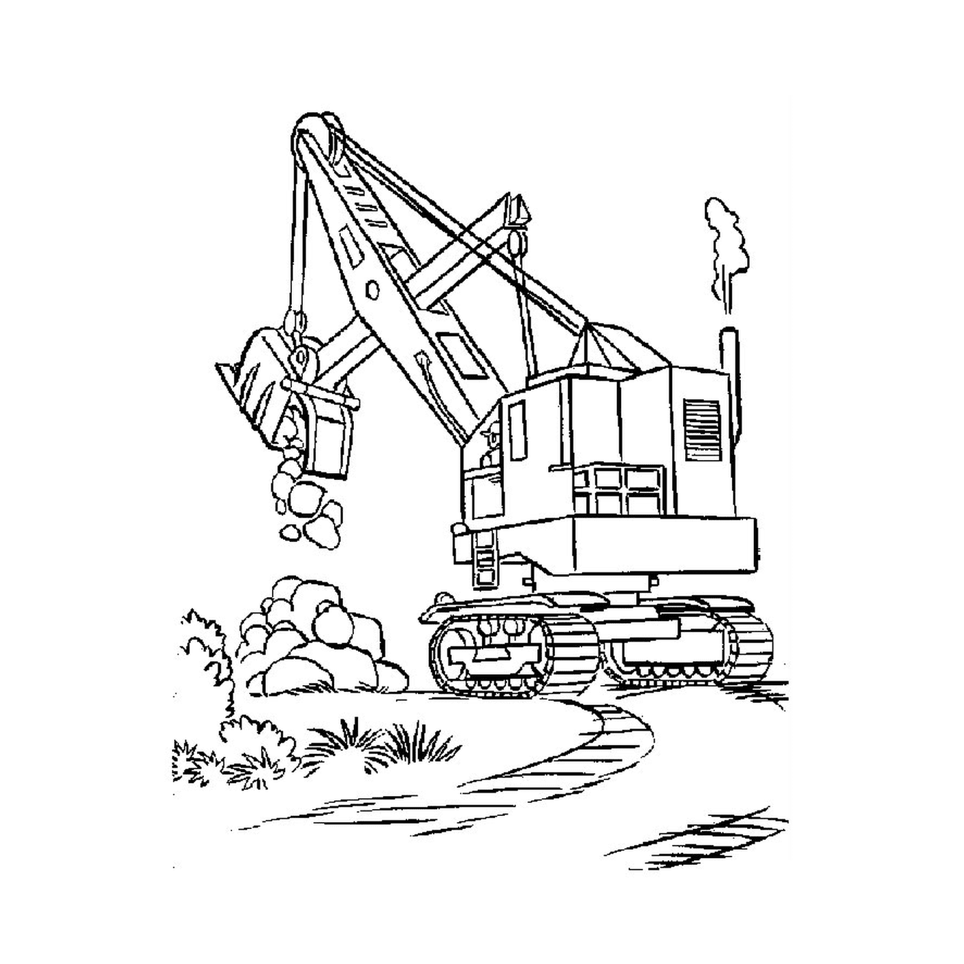  Crane on a dirt road 