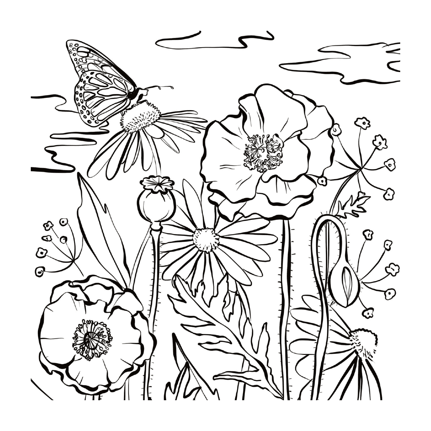  Mariposa y flores 