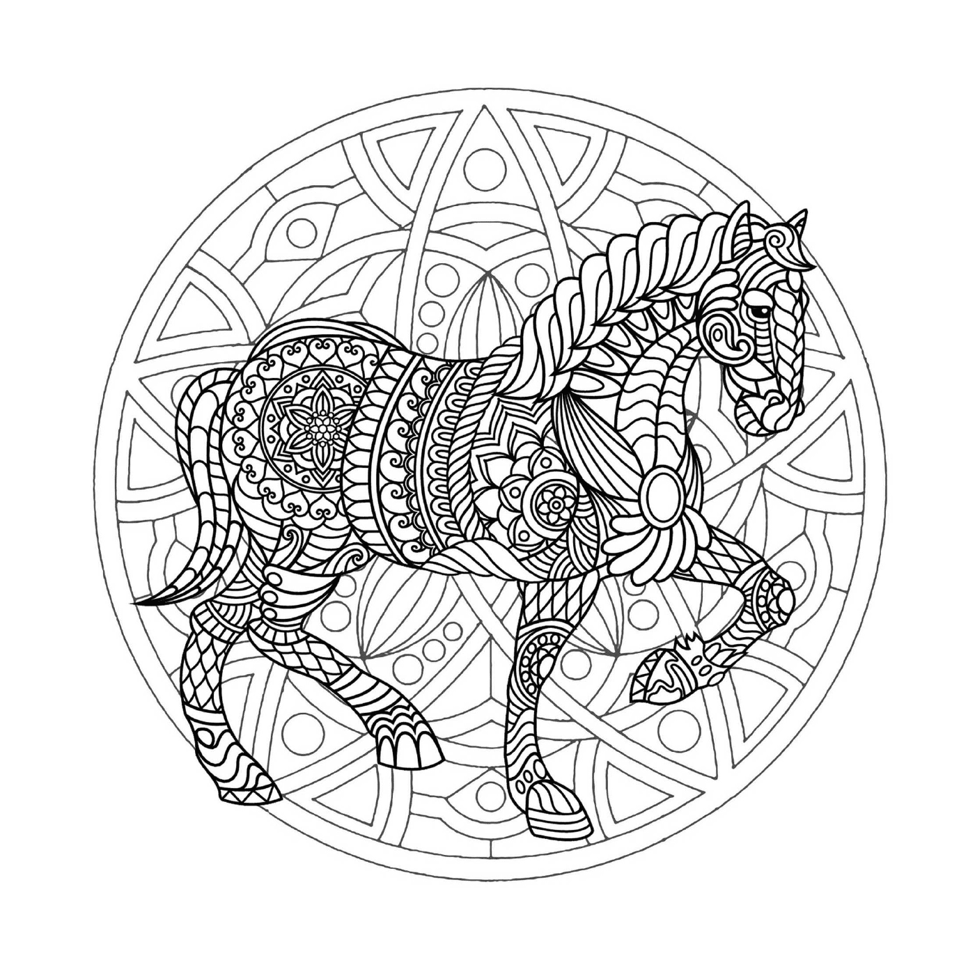  Mandala Pferd zu Fuß 