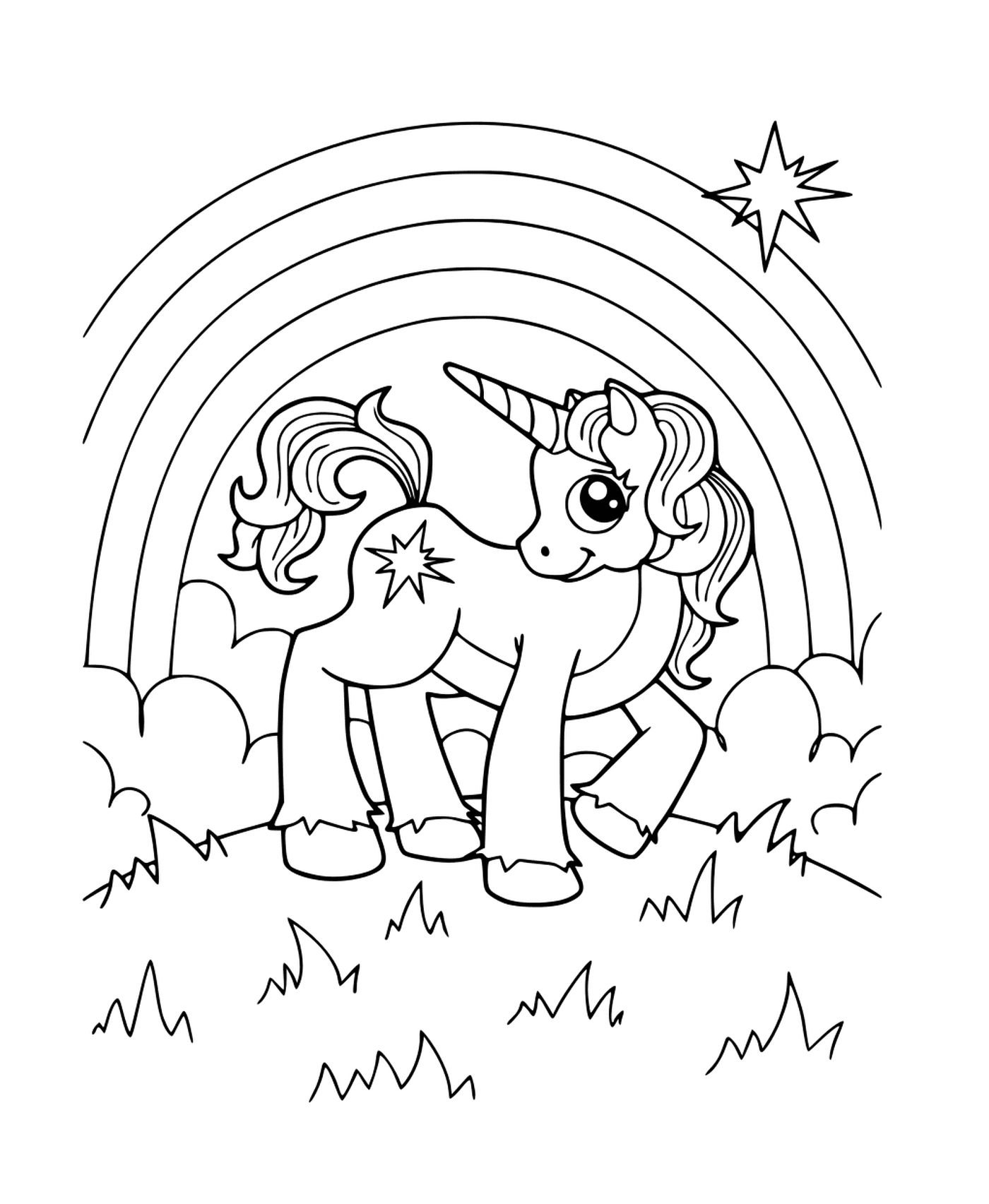  unicorno arcobaleno nel giardino delle fate 