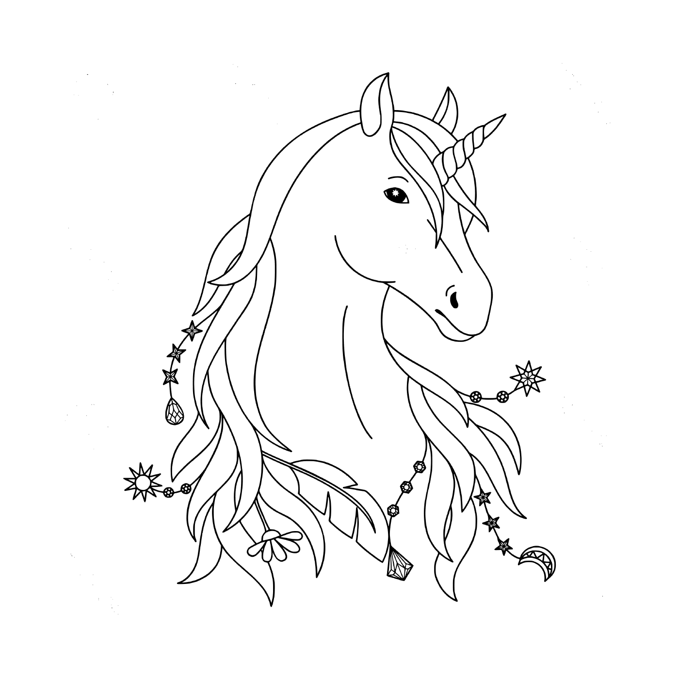  unicornio único en blanco y negro 