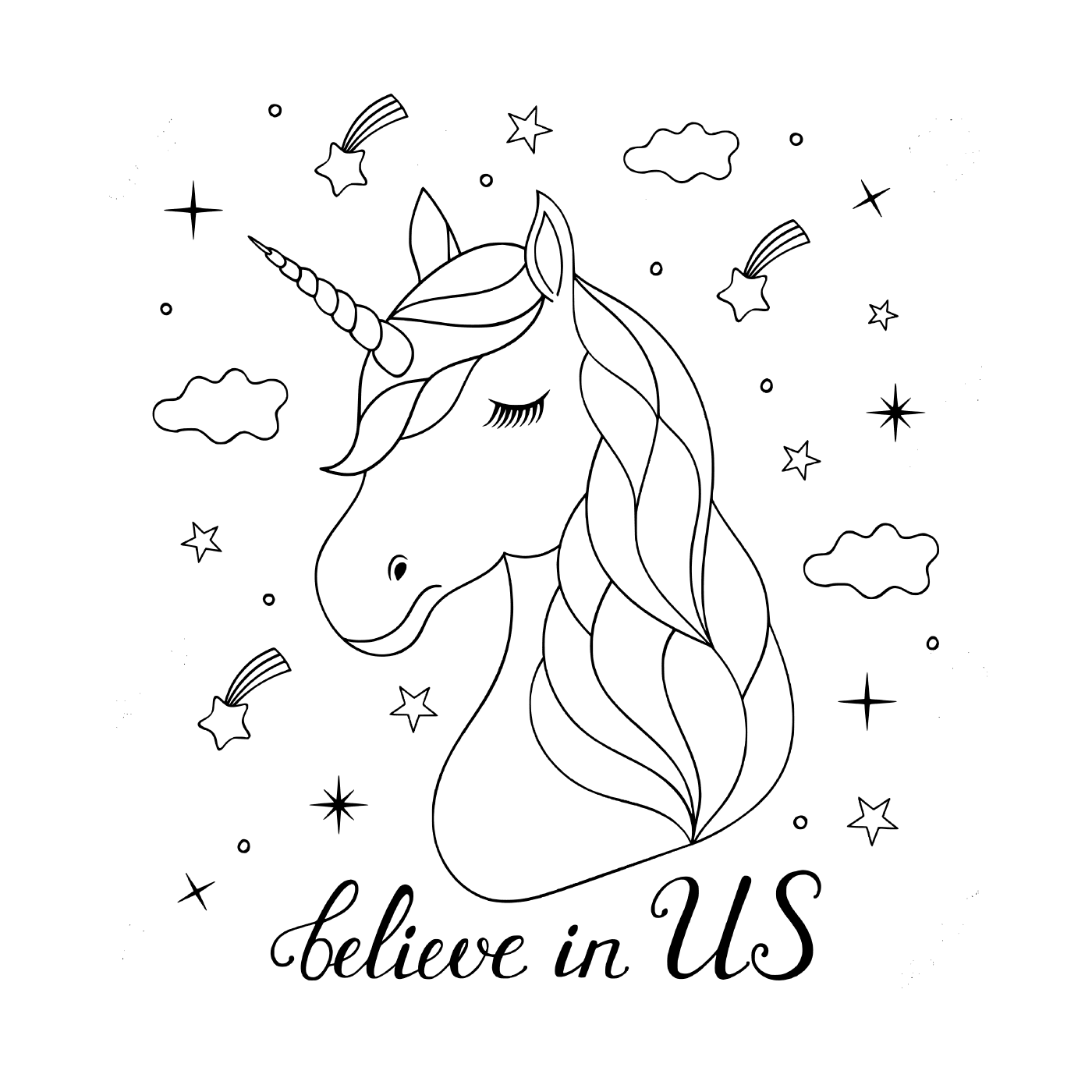  Unicorn head, believe in you 