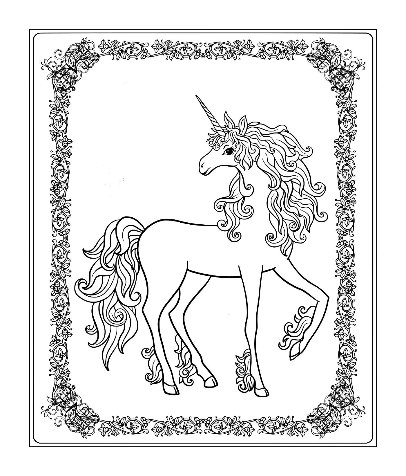  royal unicorn surrounded by flowers 