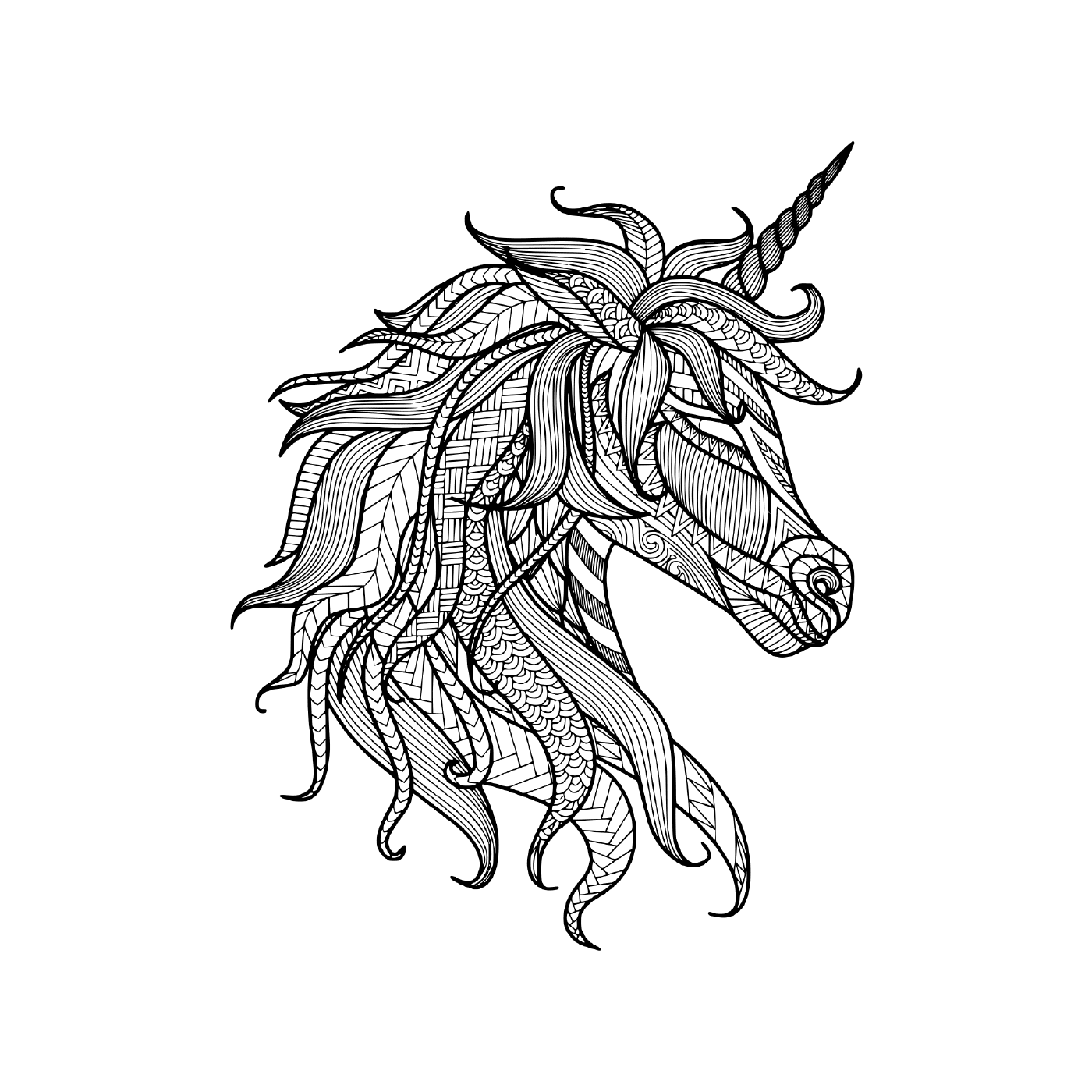 zentangle-style adult unicorn 