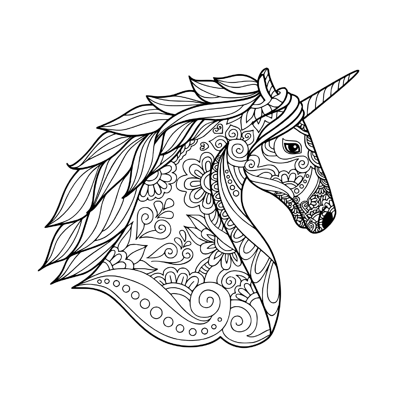  adult zentangle unicorn head 