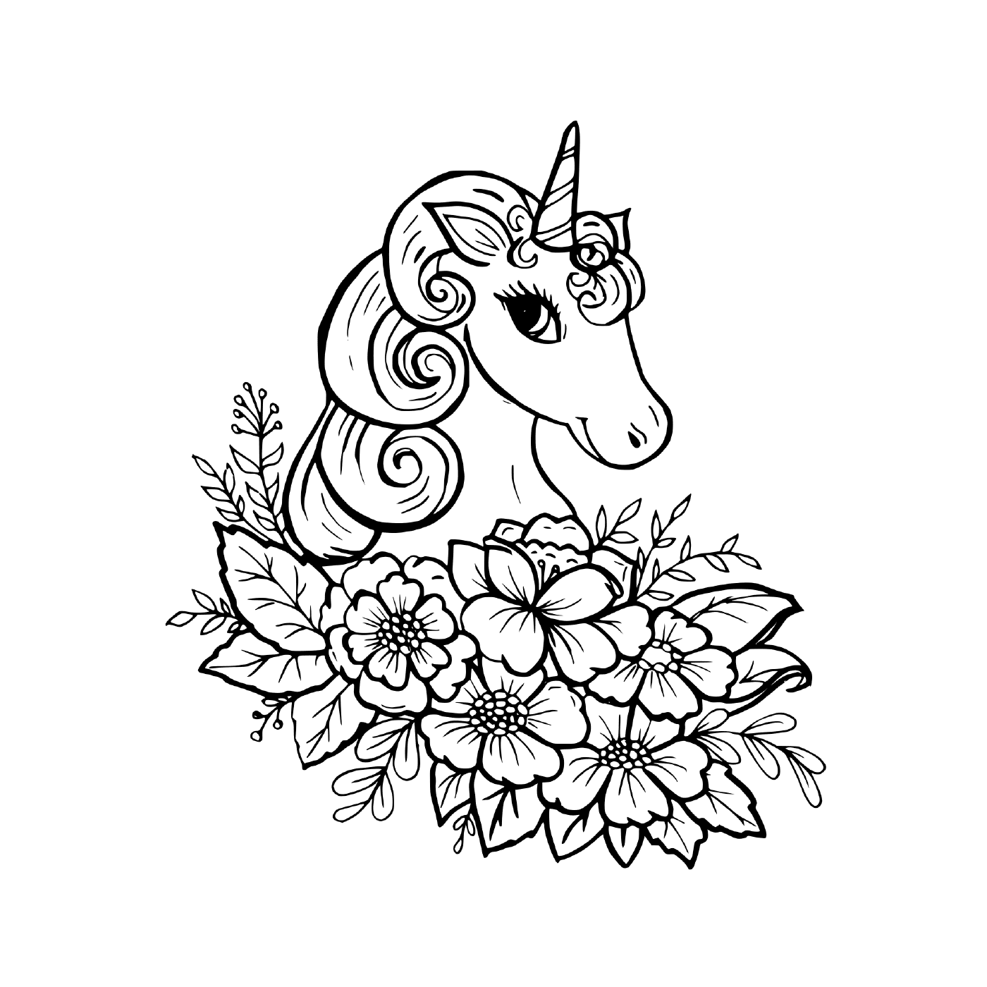  hermoso unicornio con flores 