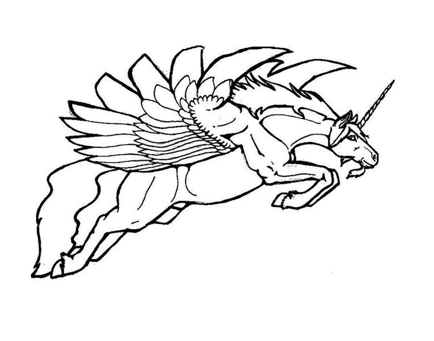  winged unicorn with a bird on its head 