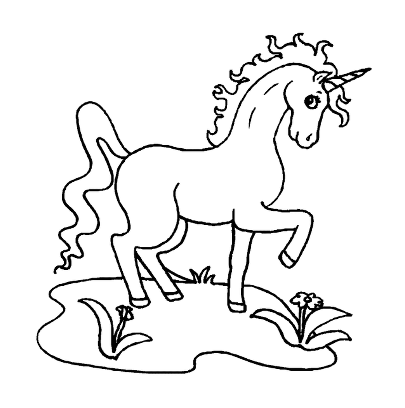 unicornio de pie en un prado 