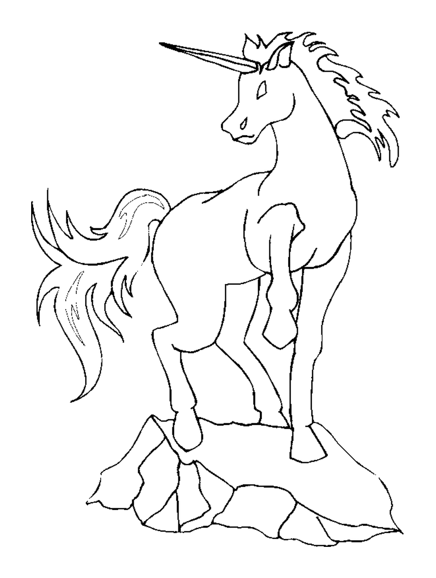  unicornio en una roca, no caballo 