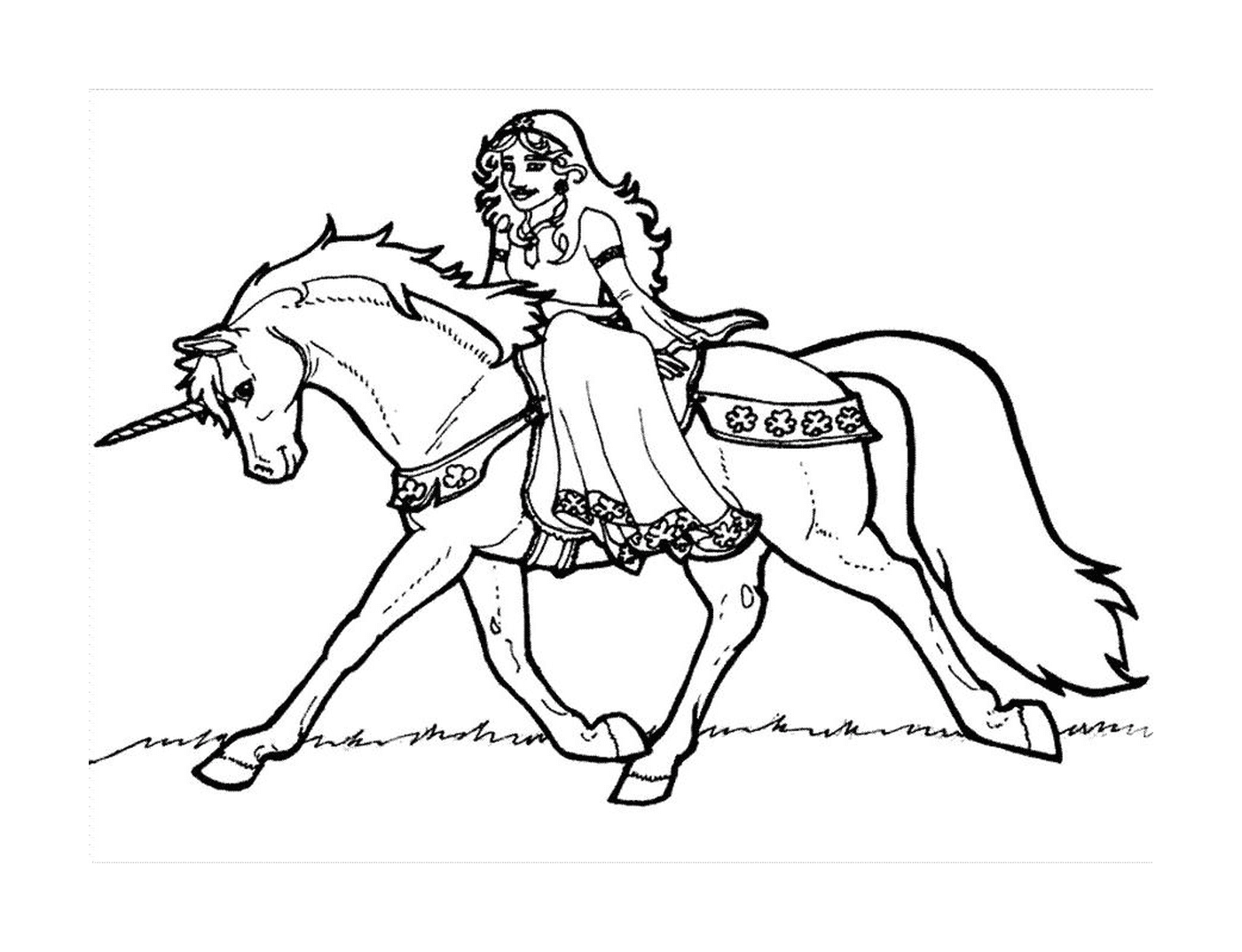  donna che cavalca un cavallo (disegno) 