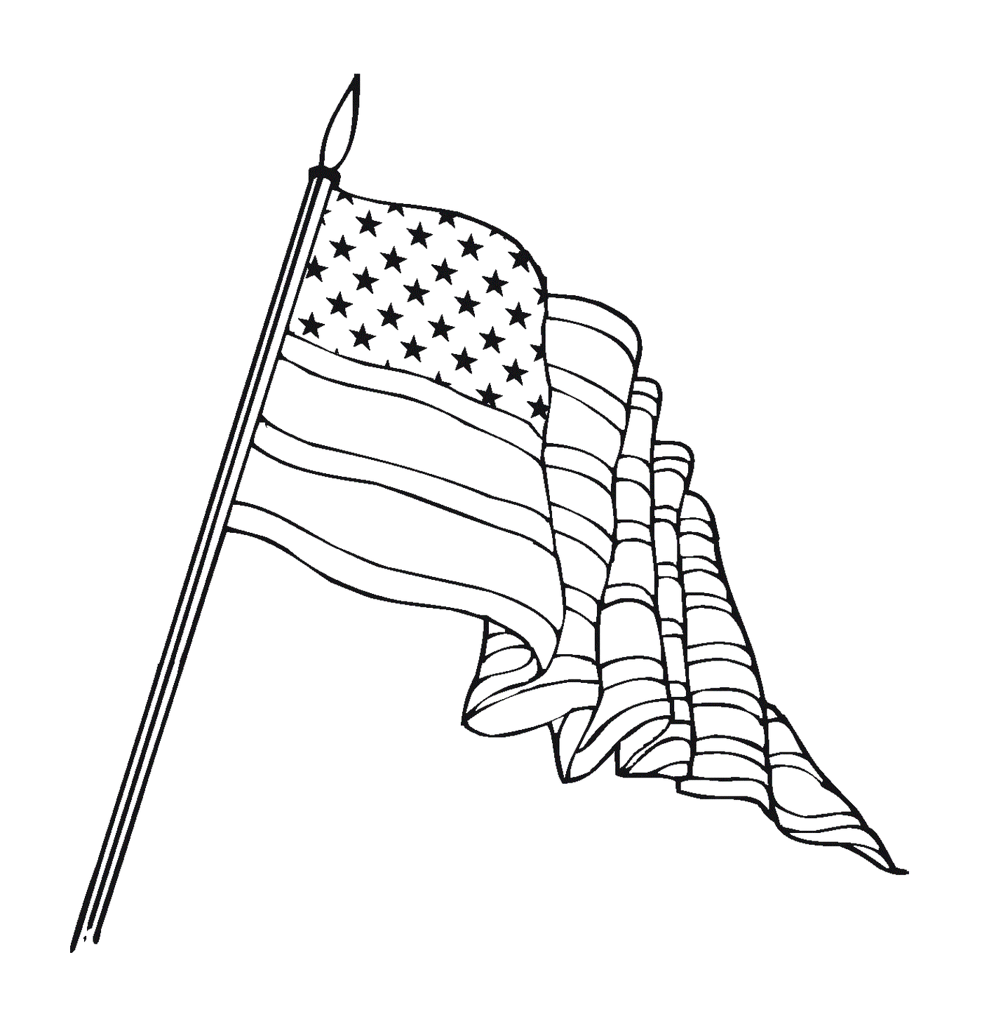  Американский флаг, плывущий по ветру на мачте 