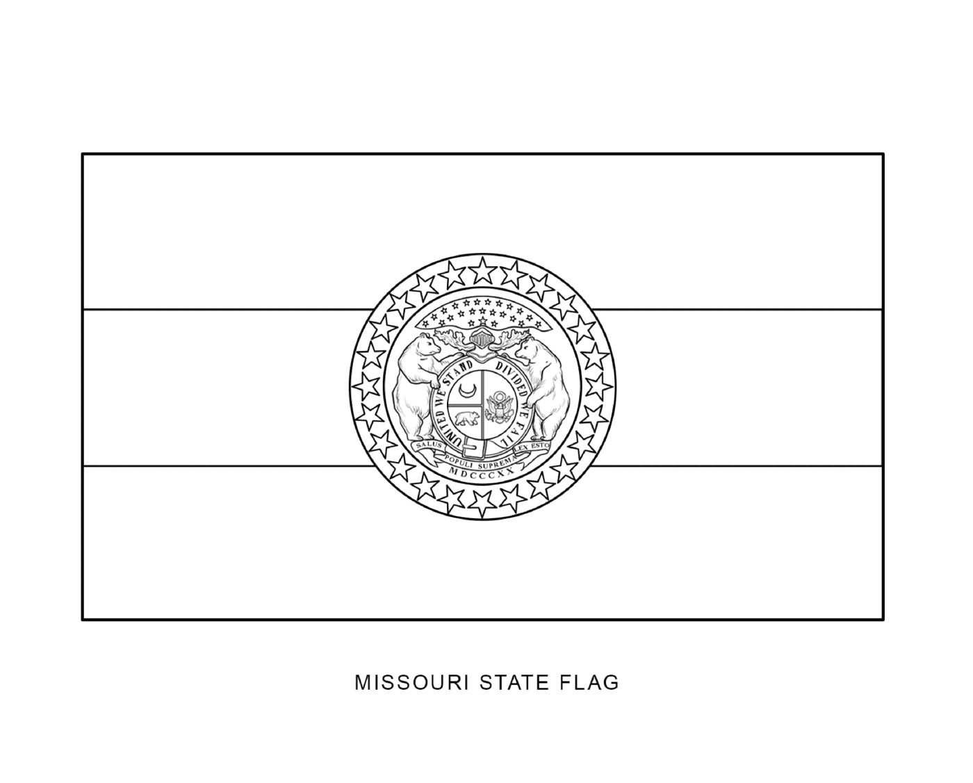 Missouri Staatsflagge in schwarzer Tinte gezeichnet 