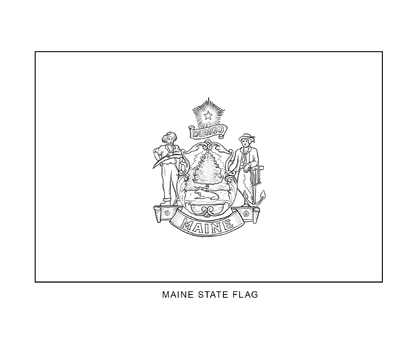  Flag of the State of Maine drawn 