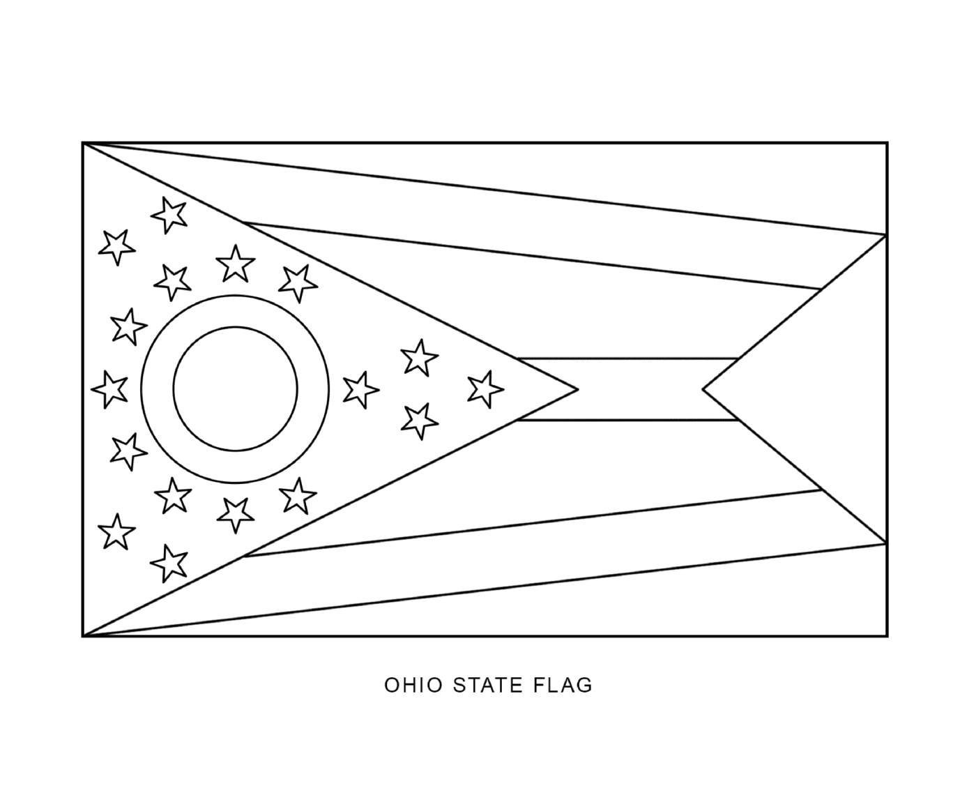  Ohio State Flag drawn in black ink 