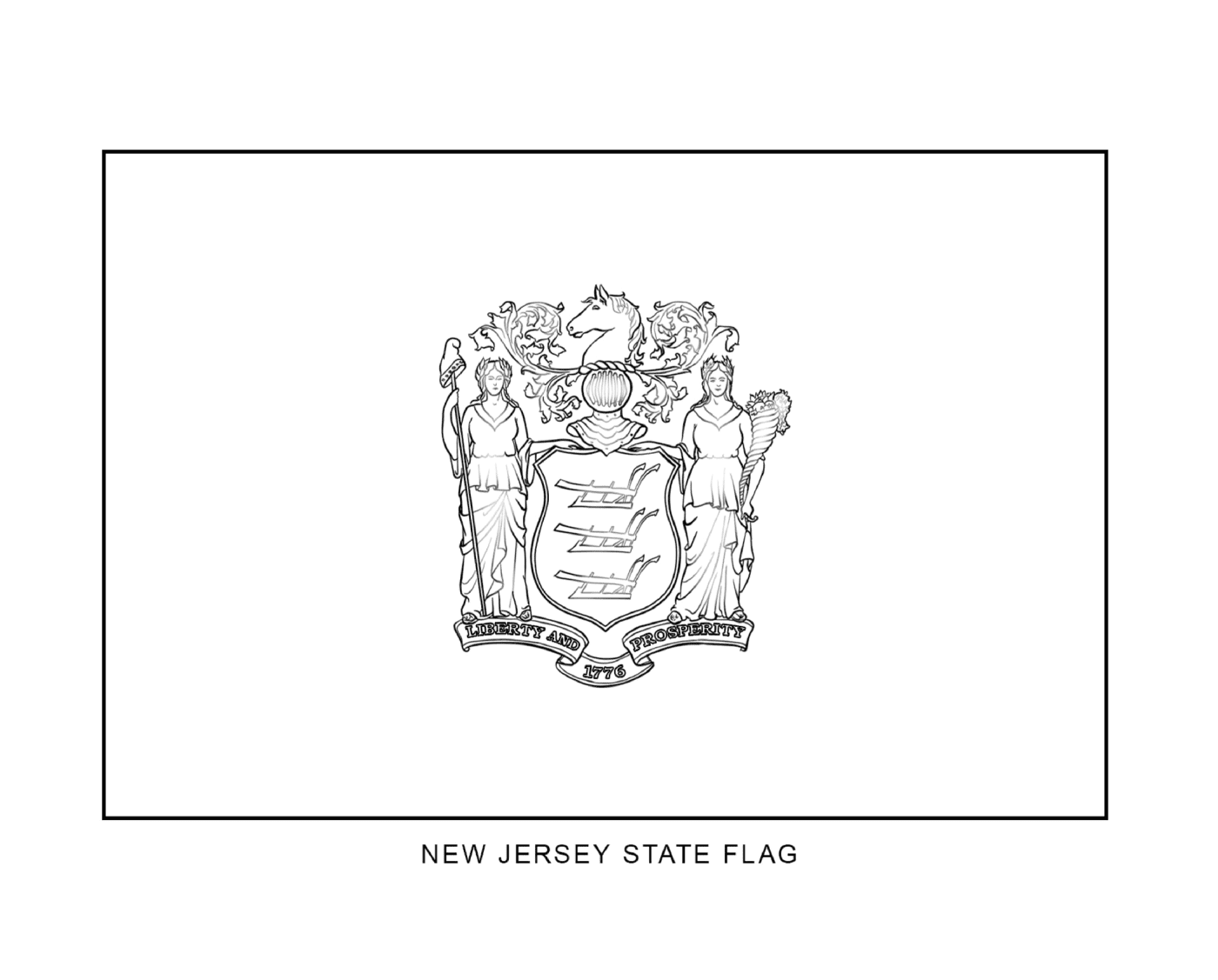 State of New Jersey flag in black and white 