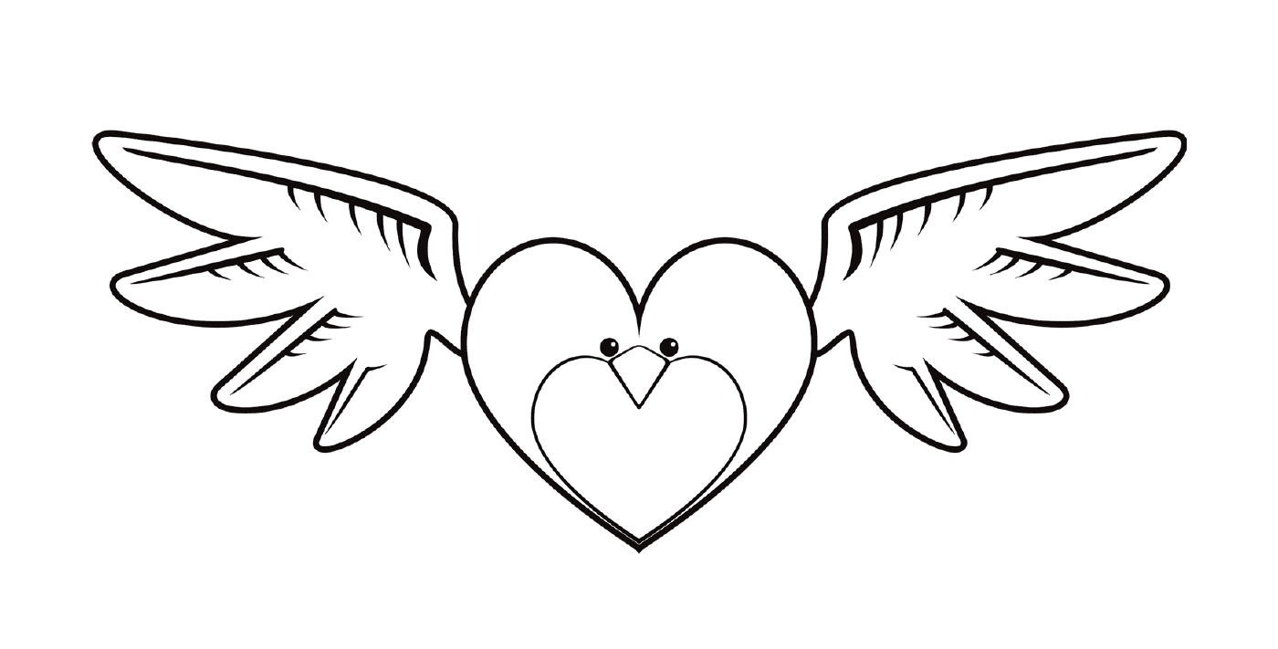 Winged heart, symbol of love