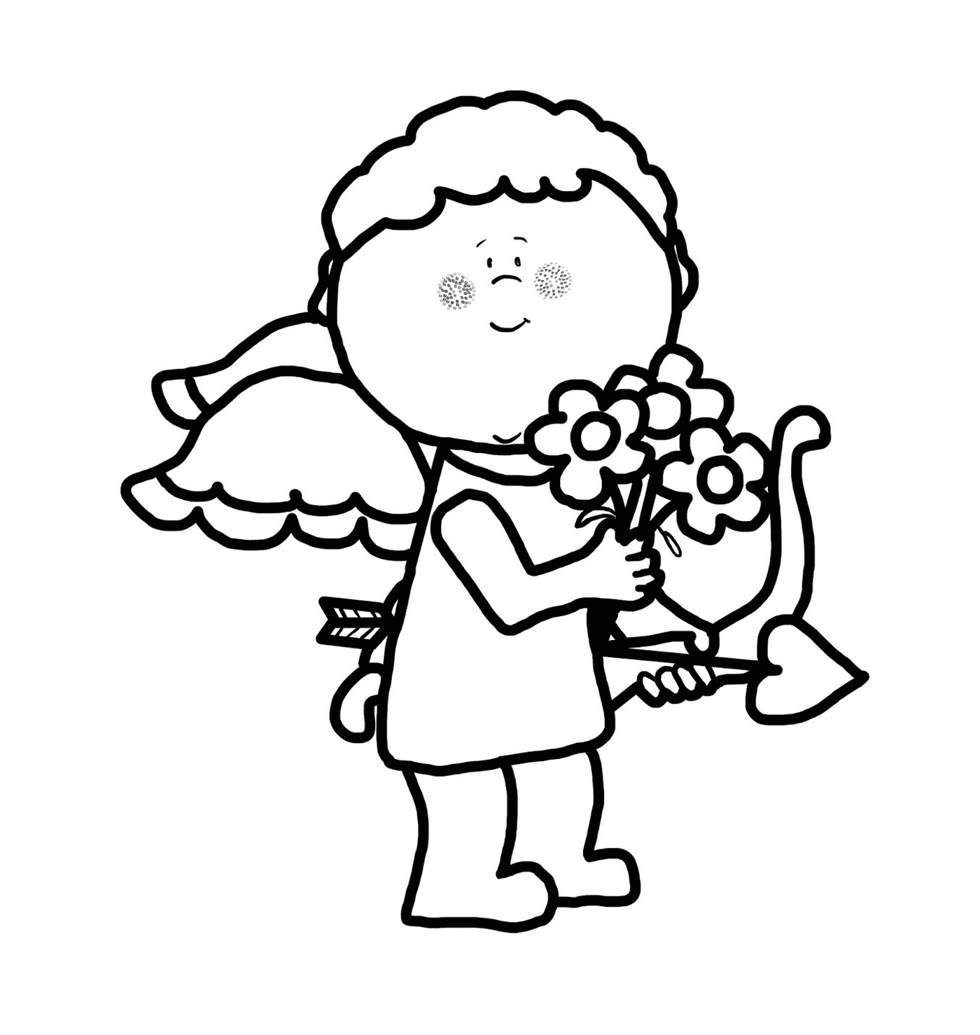  Купидон предлагает цветы, День Святого Валентина 