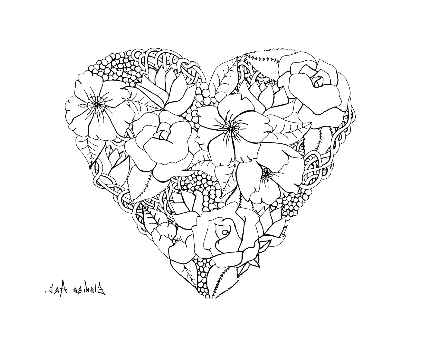  Mandala, corazón florido, San Valentín 