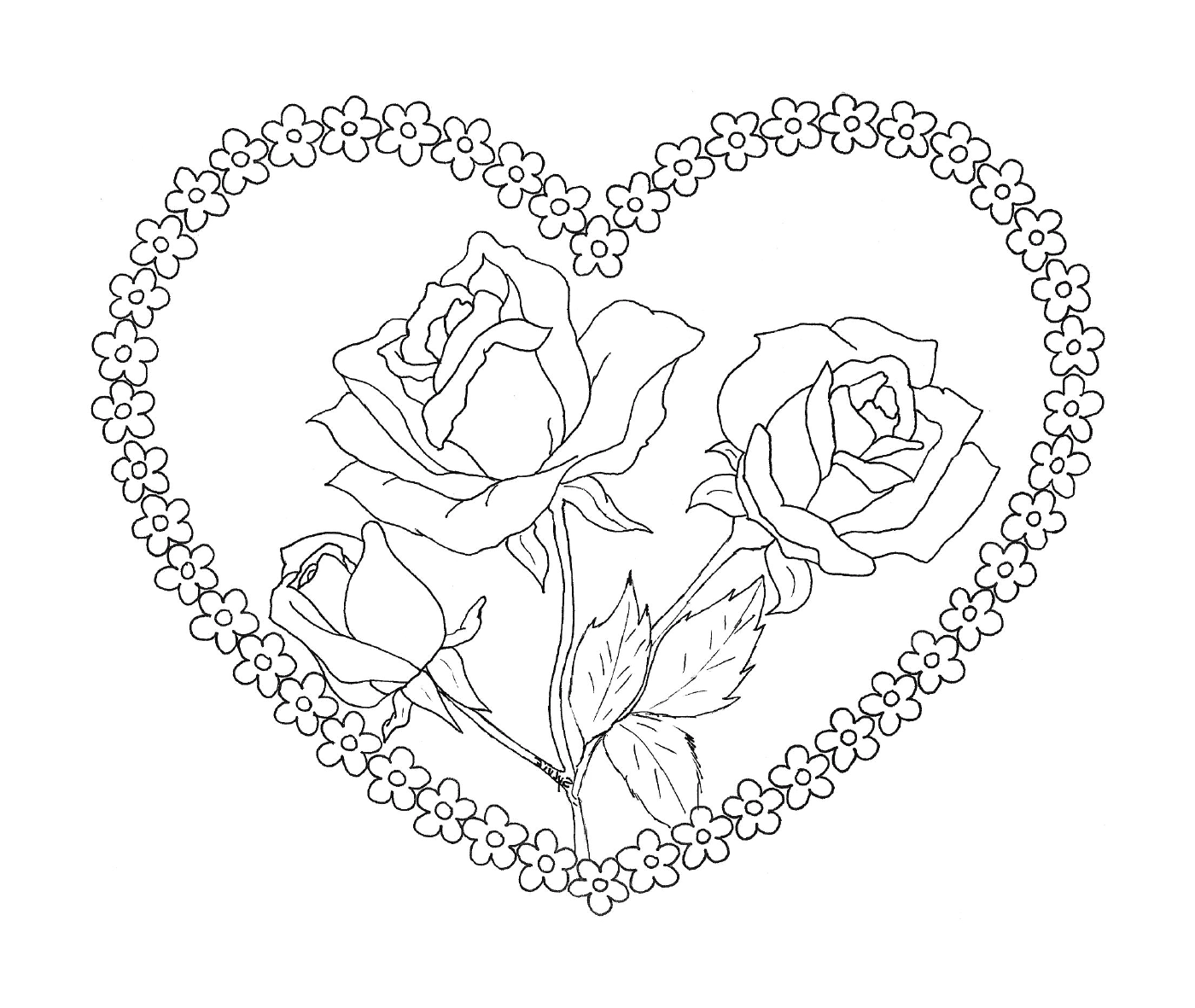  Сердце Дня Святого Валентина, цветущие розы 