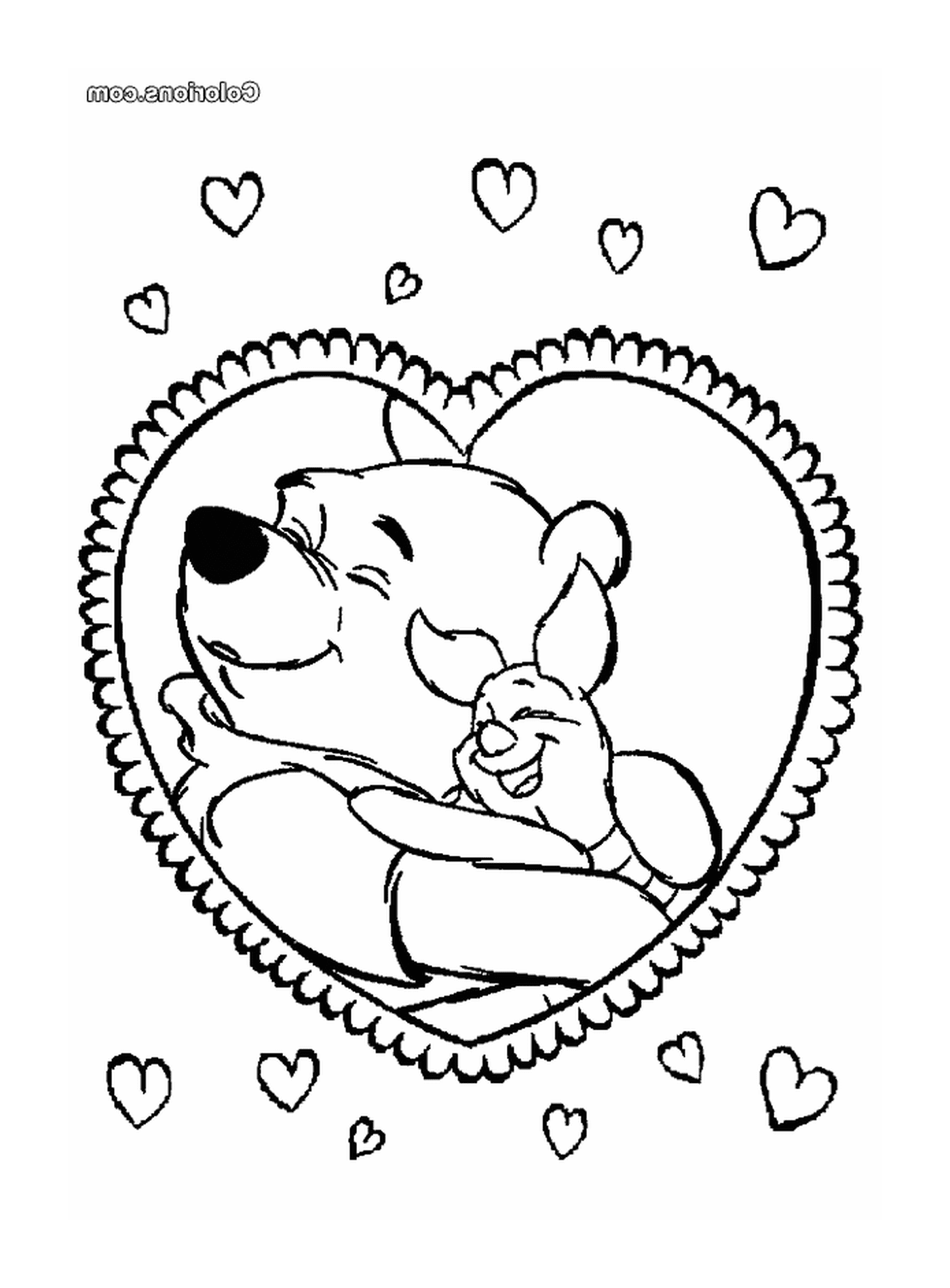  Día de San Valentín, oso en un corazón 