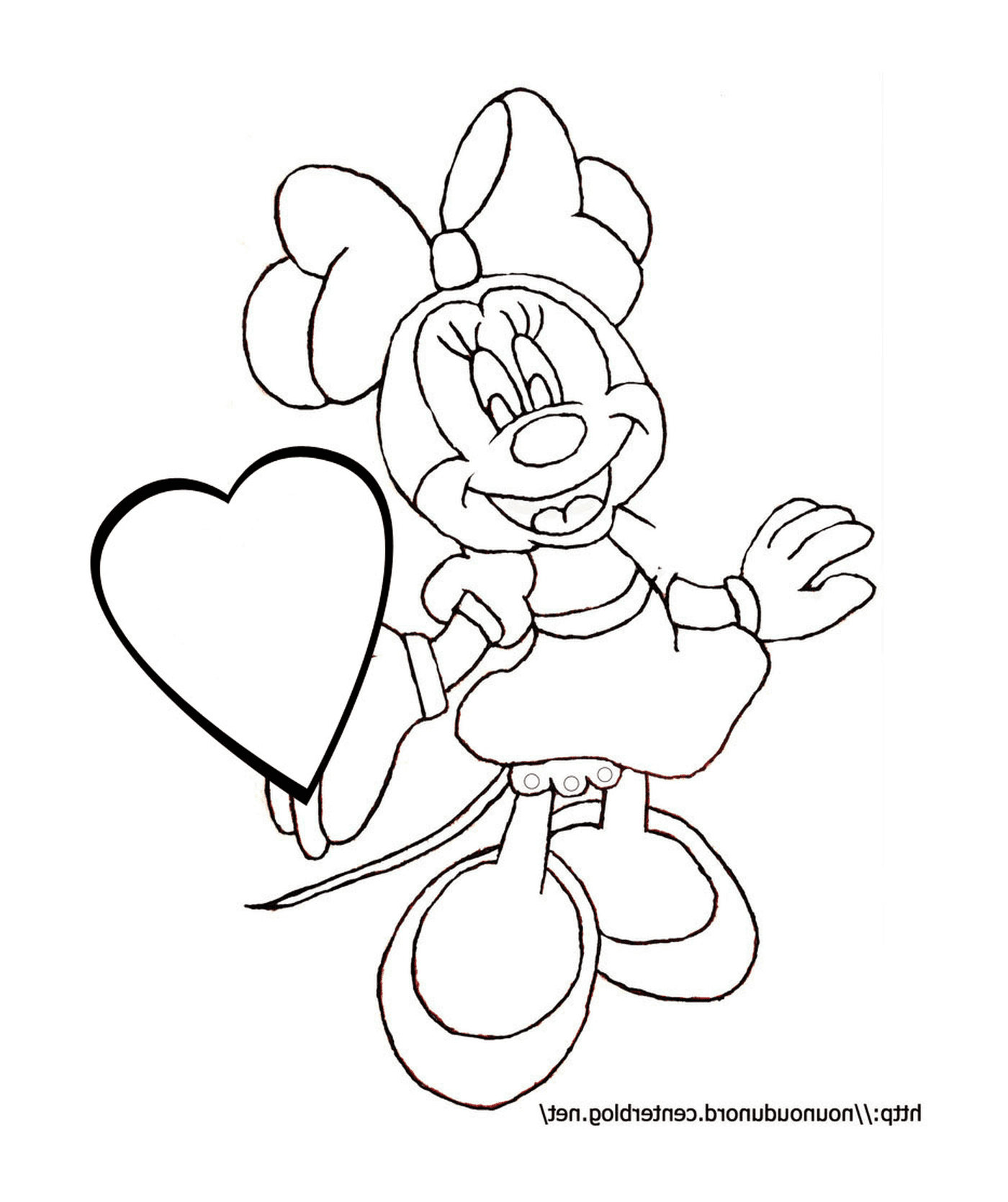  Minnie Mouse con un globo en forma de corazón 