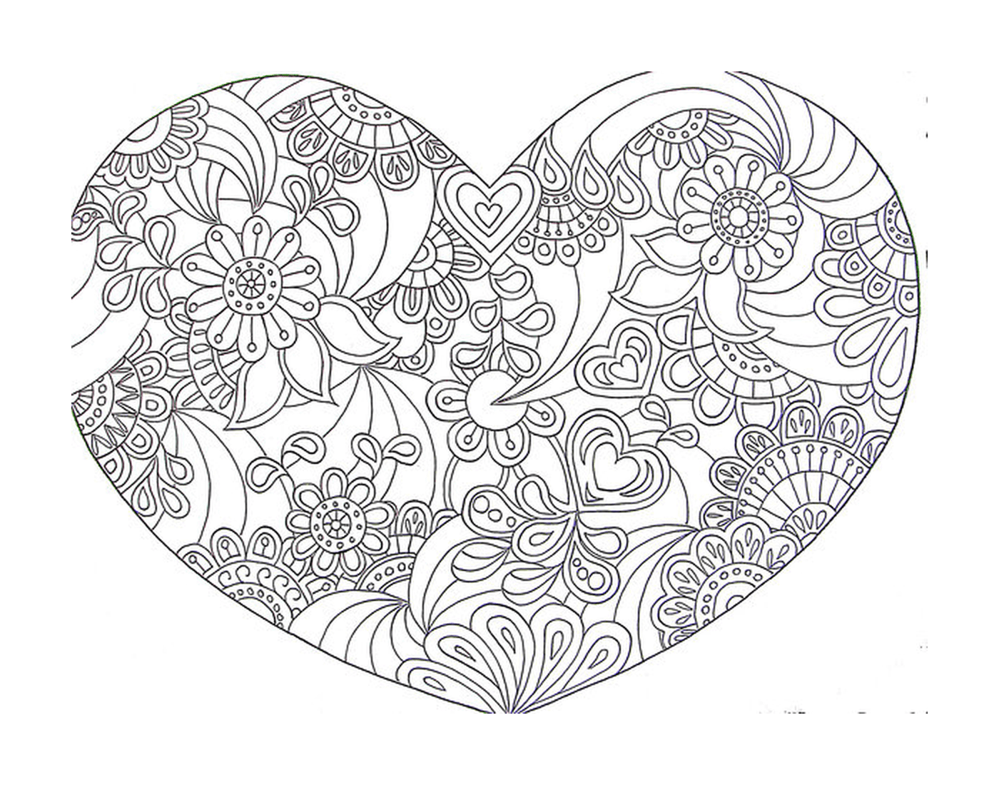  A heart mandala with flowers 
