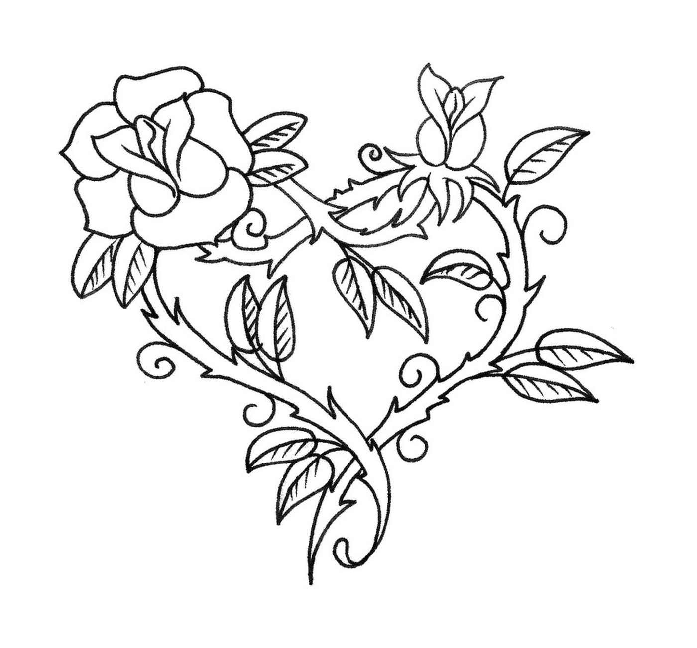 Un cuore a forma di fiore con una rosa 