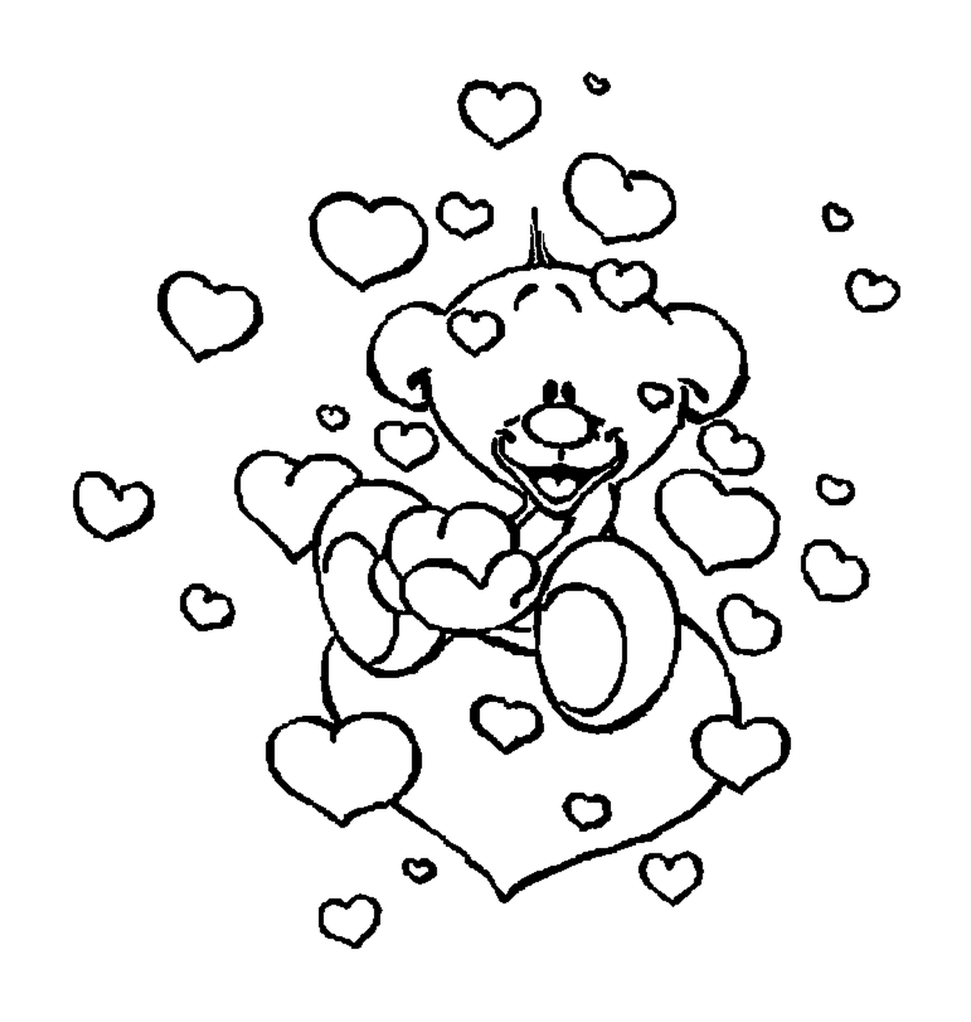  Un osito de peluche con corazones 