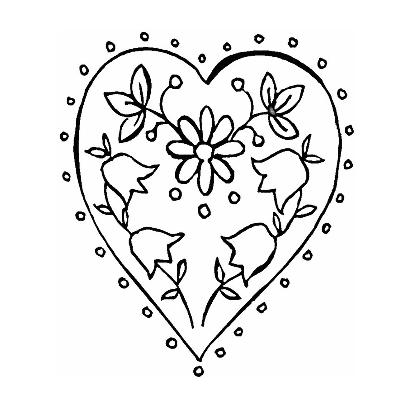  A heart with flowers 
