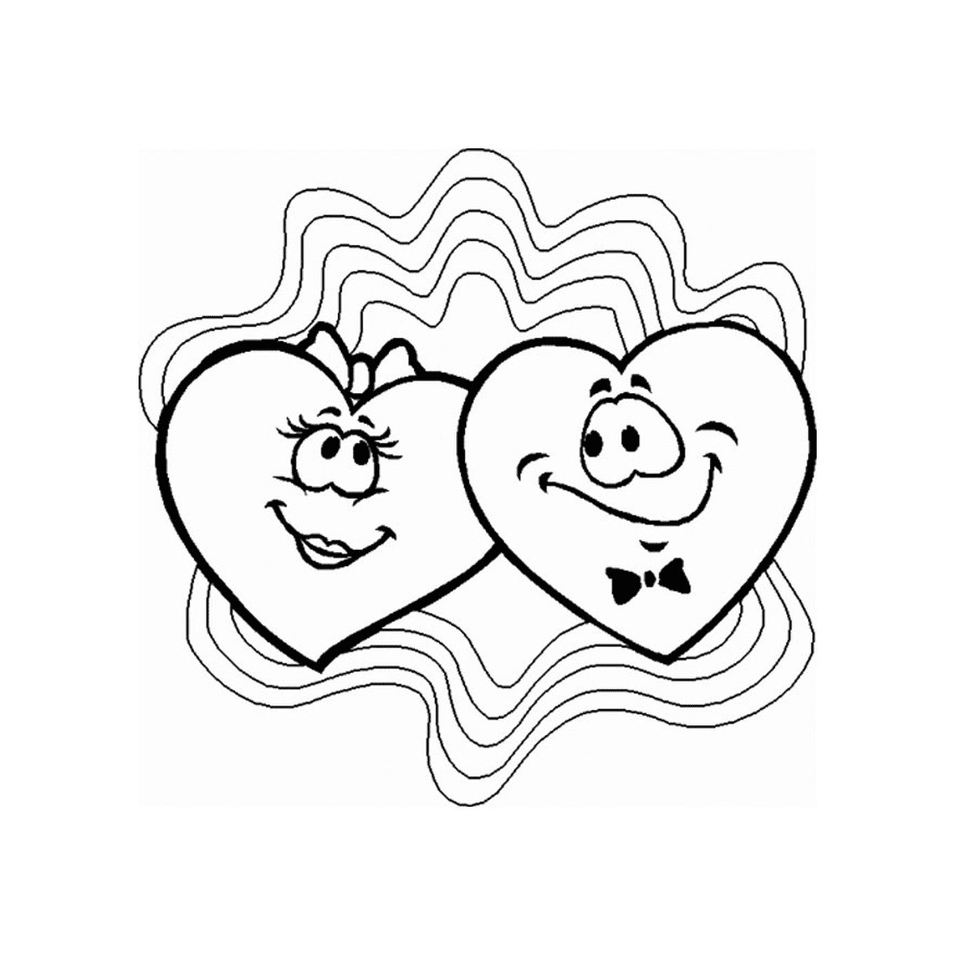  Два улыбающихся сердца 