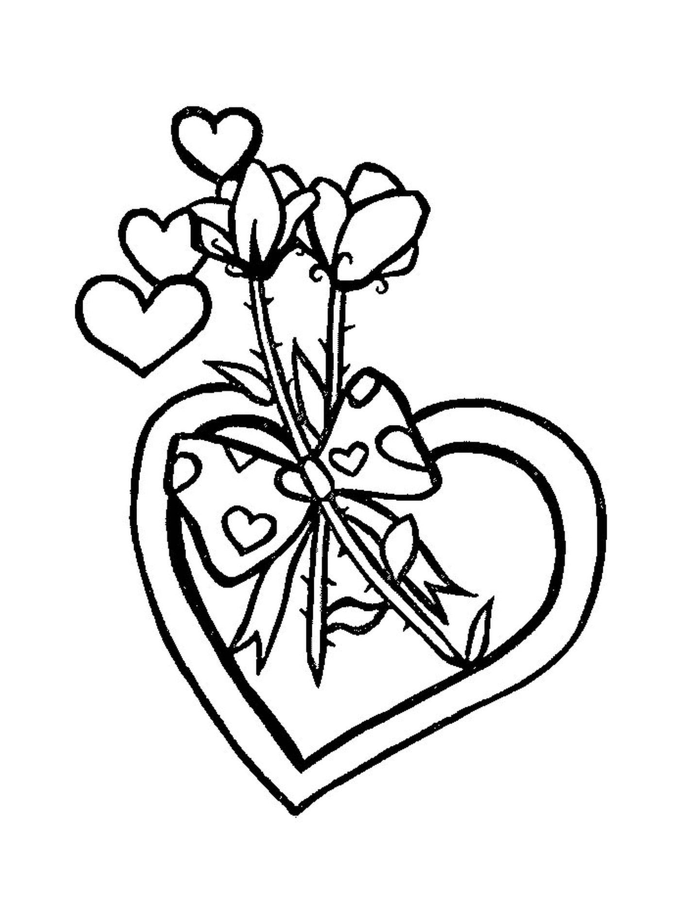  Un cuore con un bouquet di rose 