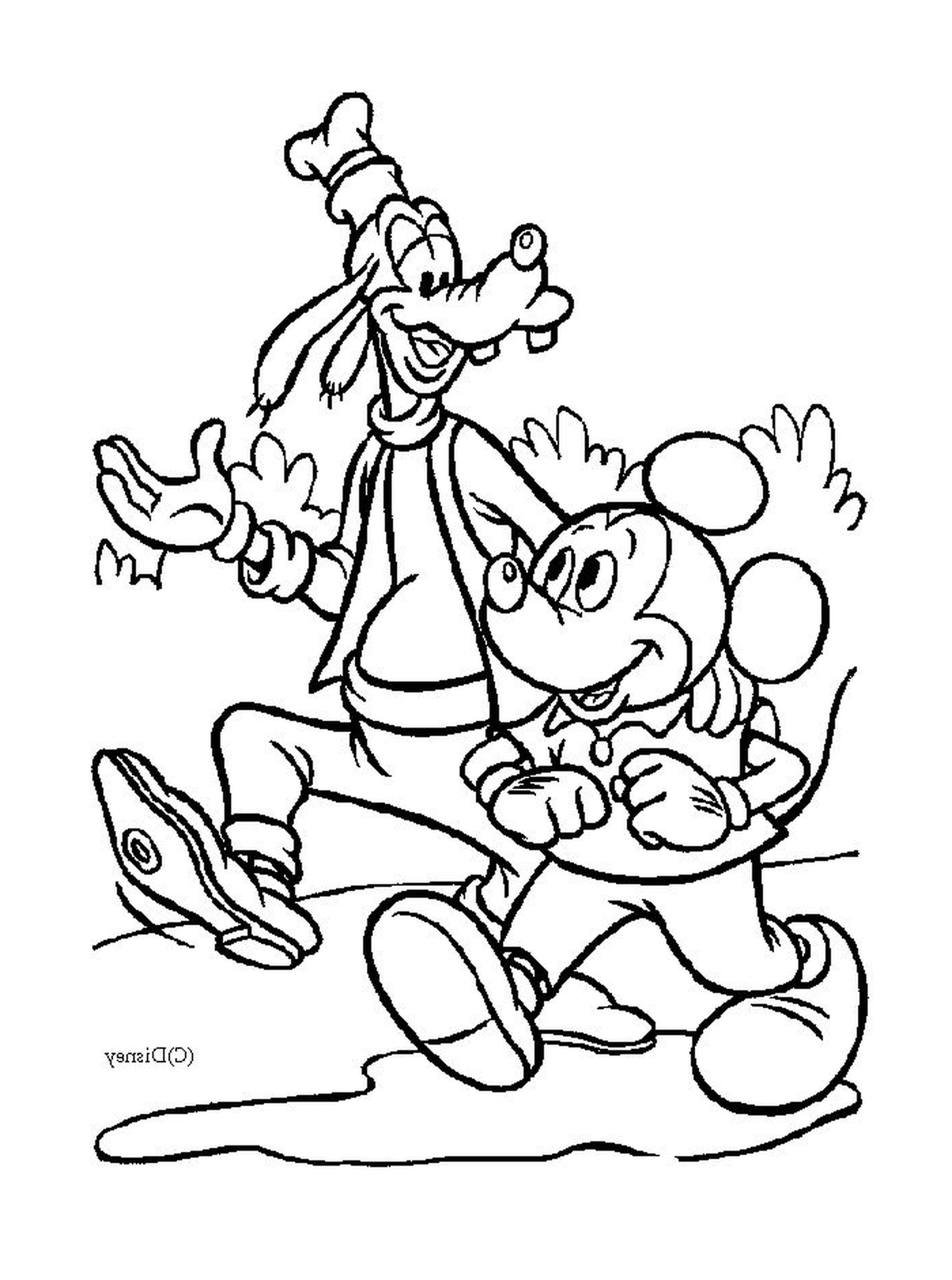  Mickey und sein Freund Dingo laufen herum 