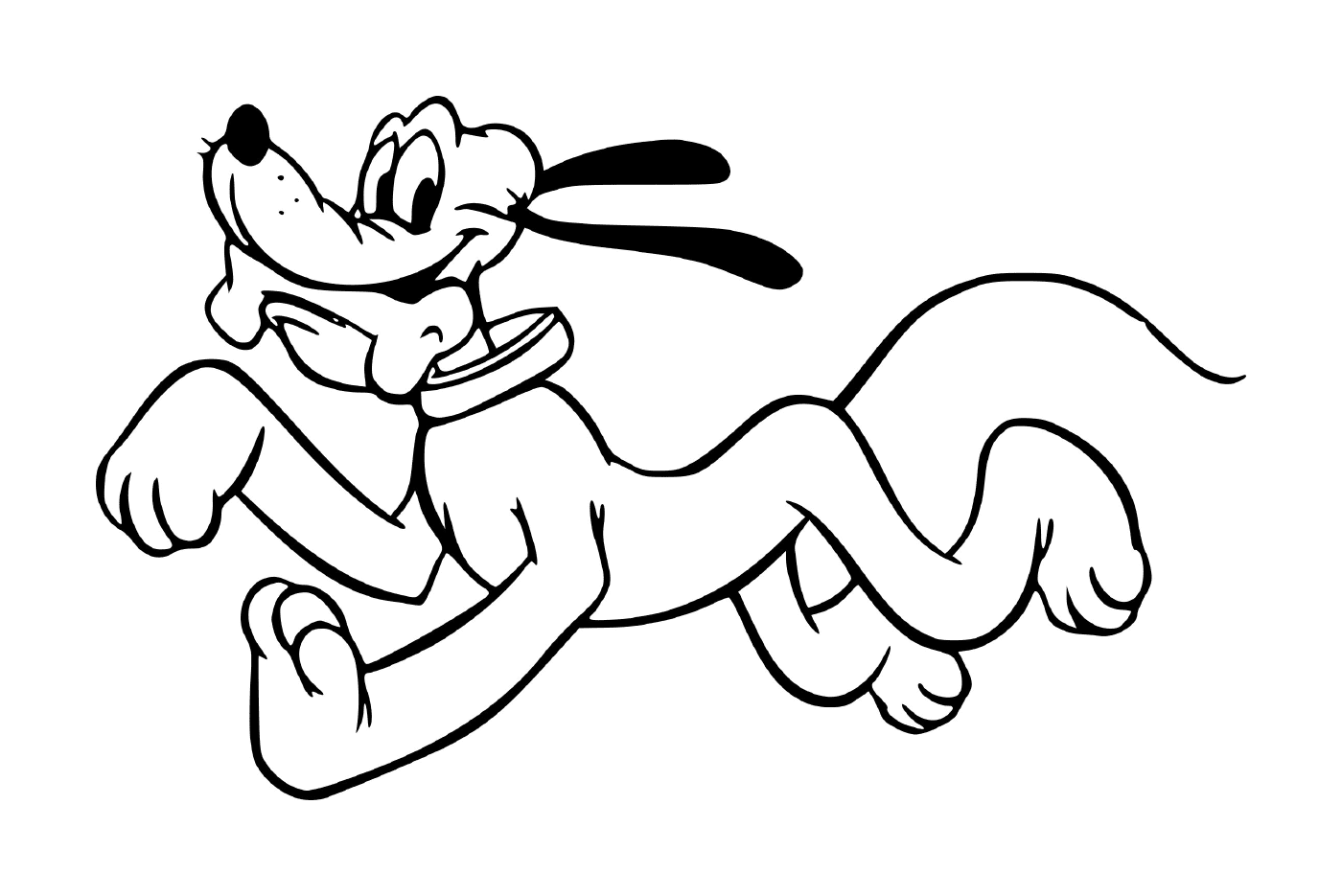  Plutone, il cane malizioso, corre con un frisbee in bocca 