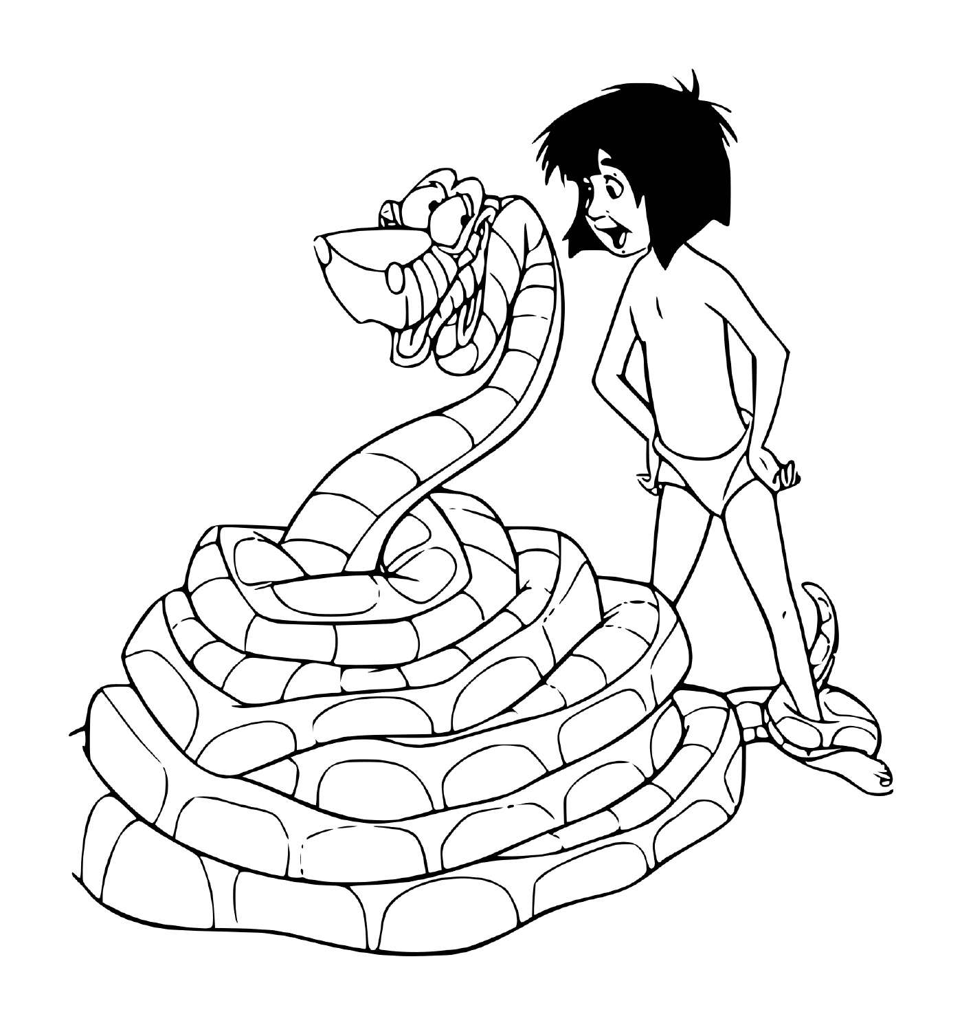  Un hombre de pie junto a una serpiente 