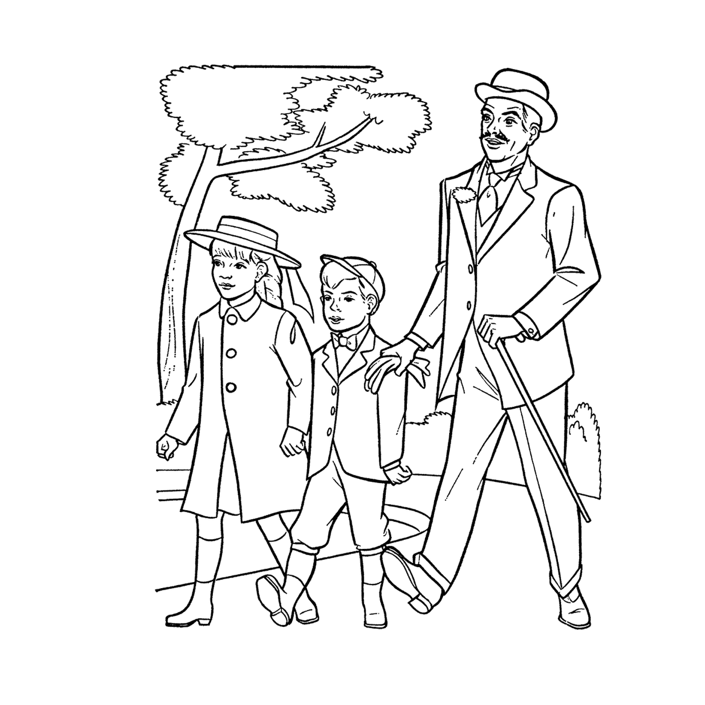  Ein Mann und zwei Kinder 