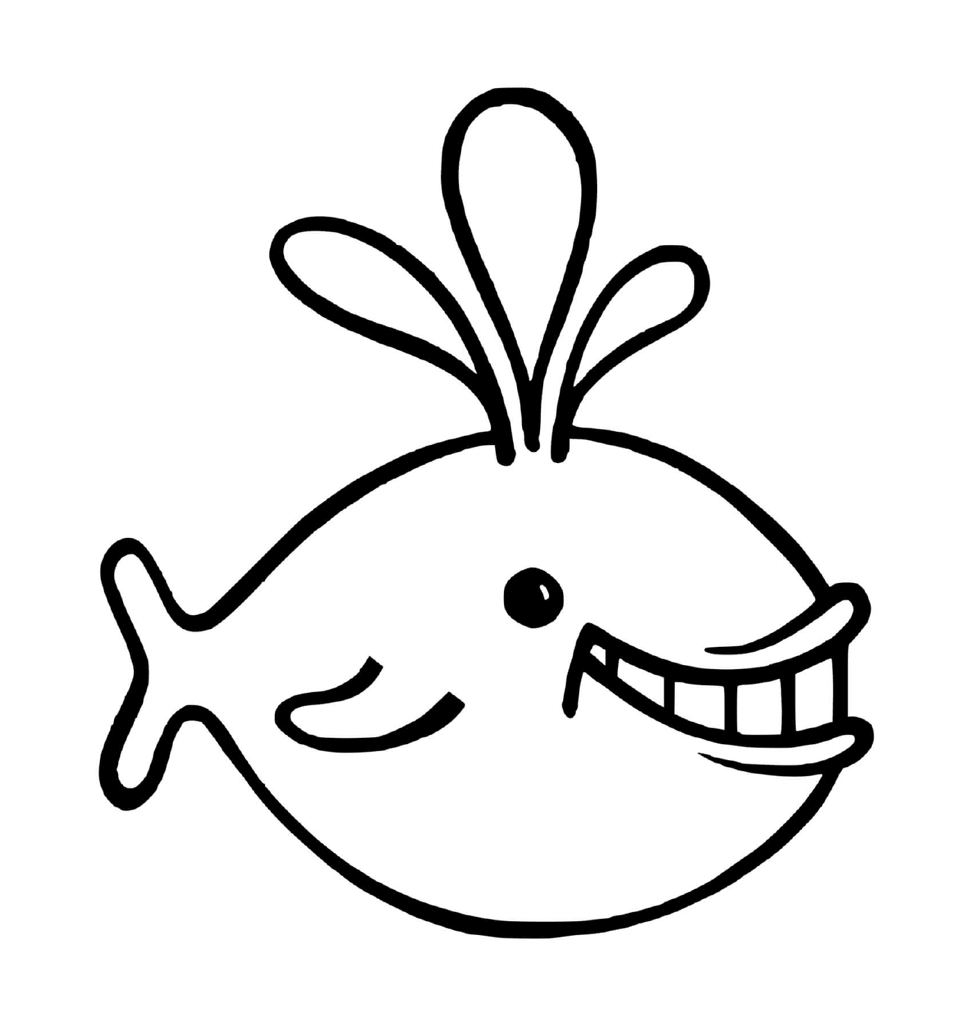  un pesce con un grande sorriso sul viso 