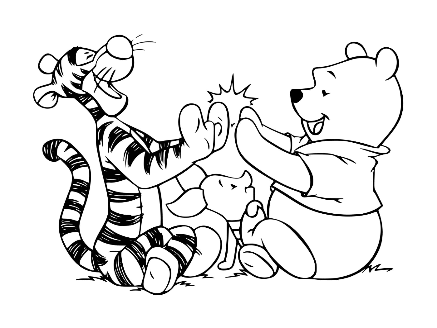 Тигру играет с Винни 