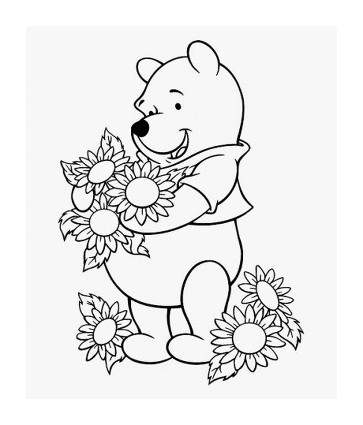  Winnie the bear loves flowers 