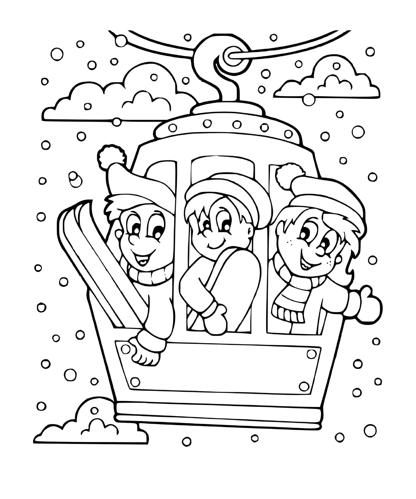  Freunde spielen einen Wintersport 