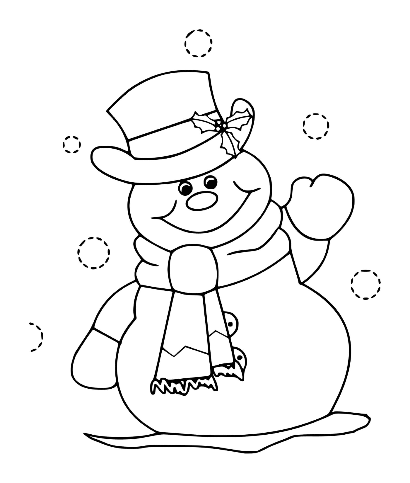  Hombre de nieve de invierno, sombrero sonriente 