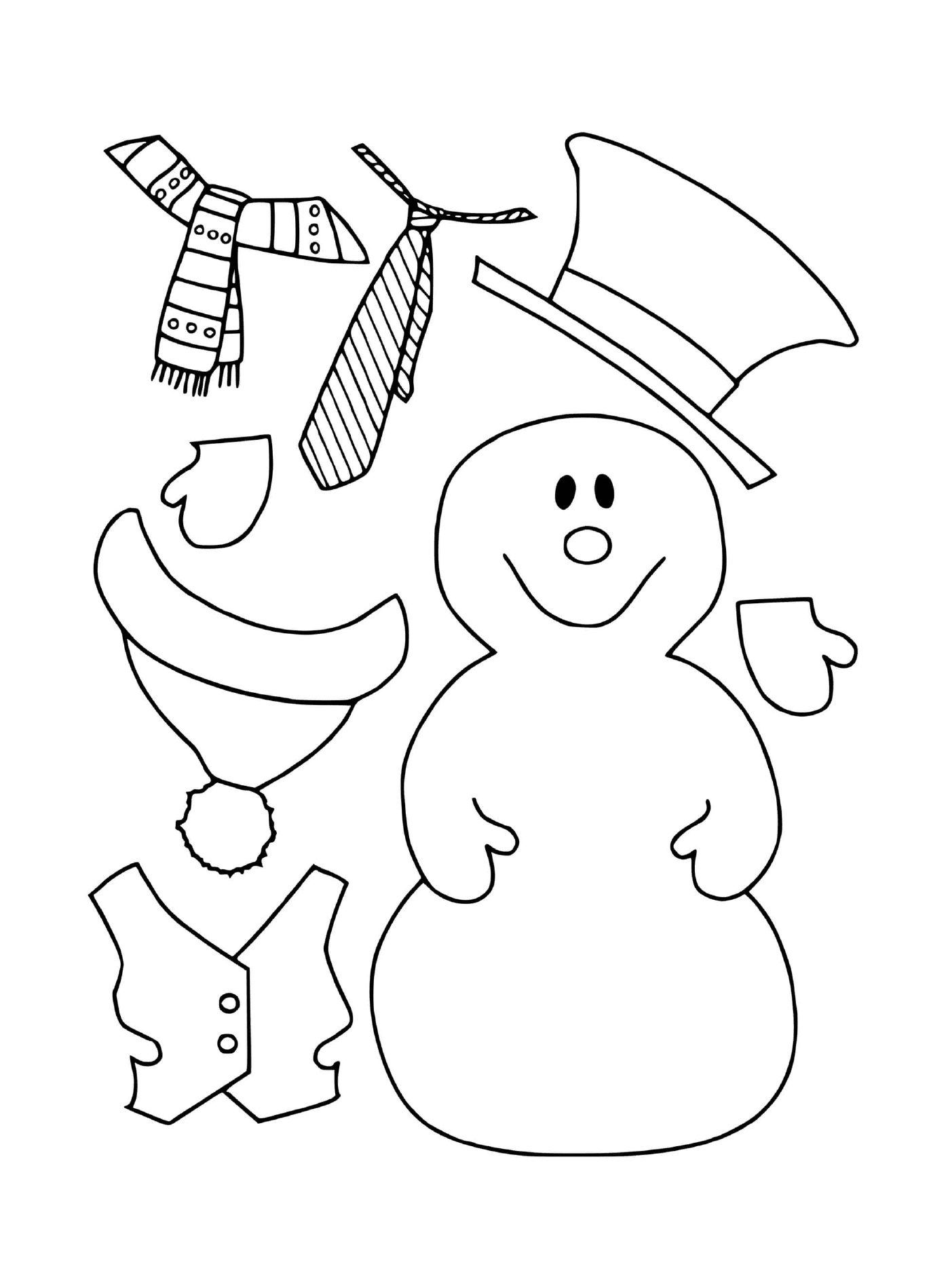  Kindergarten Winter, Schneemann mit seinen Kleidern 