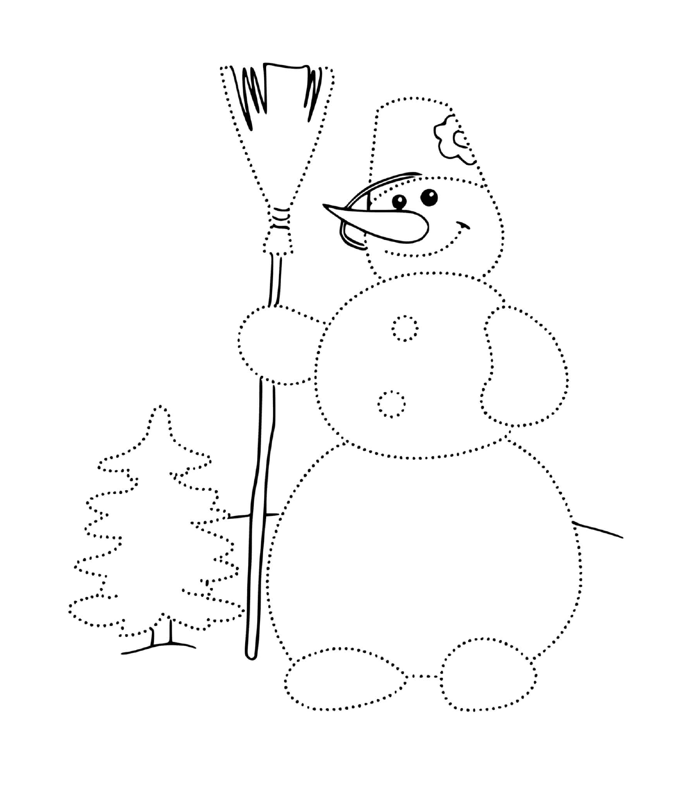  Circle the contour and color the snowman 