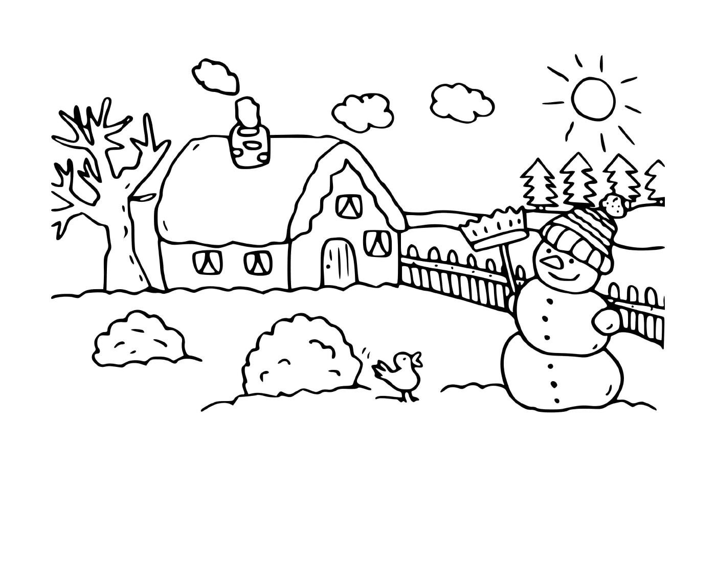  Casa de invierno nevada 