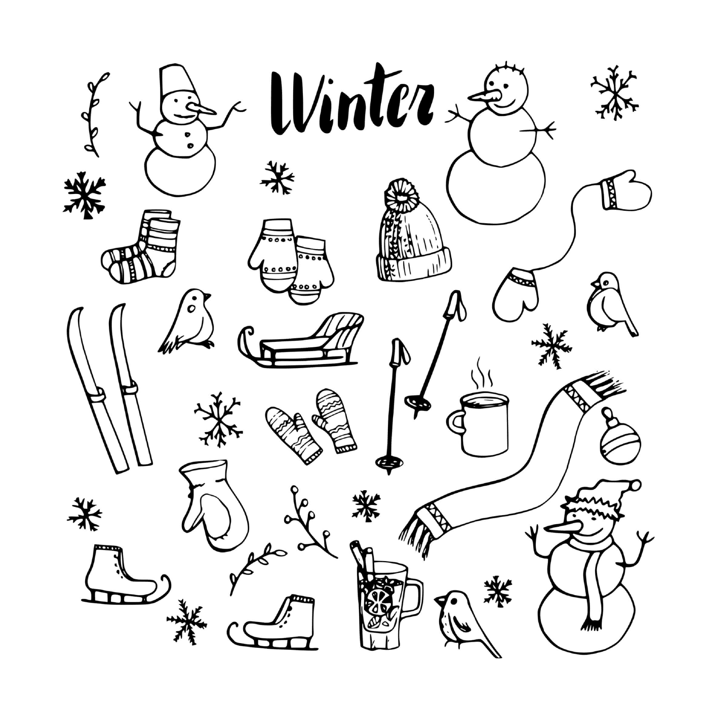  Set of winter icons 