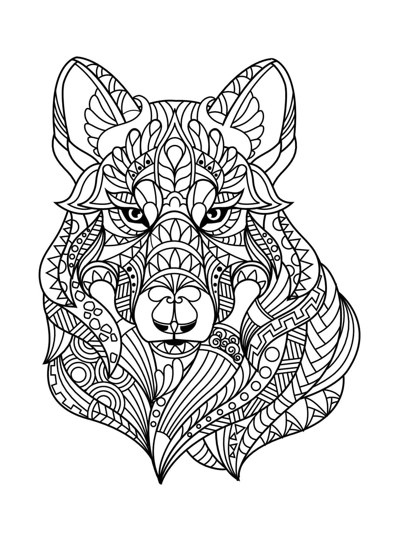 Adult animal head with a zentangle pattern 