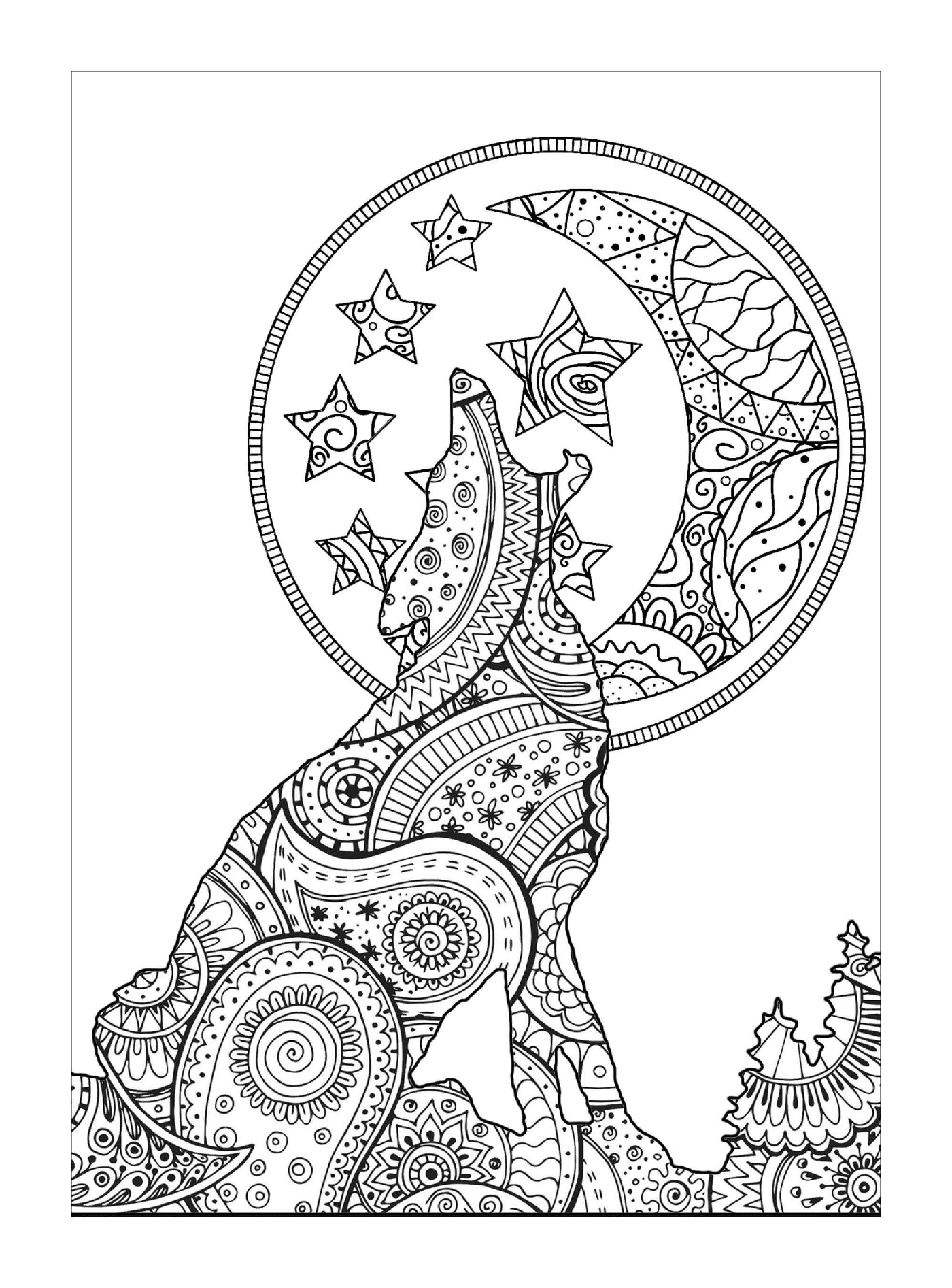  Loup in zentangle mandala 