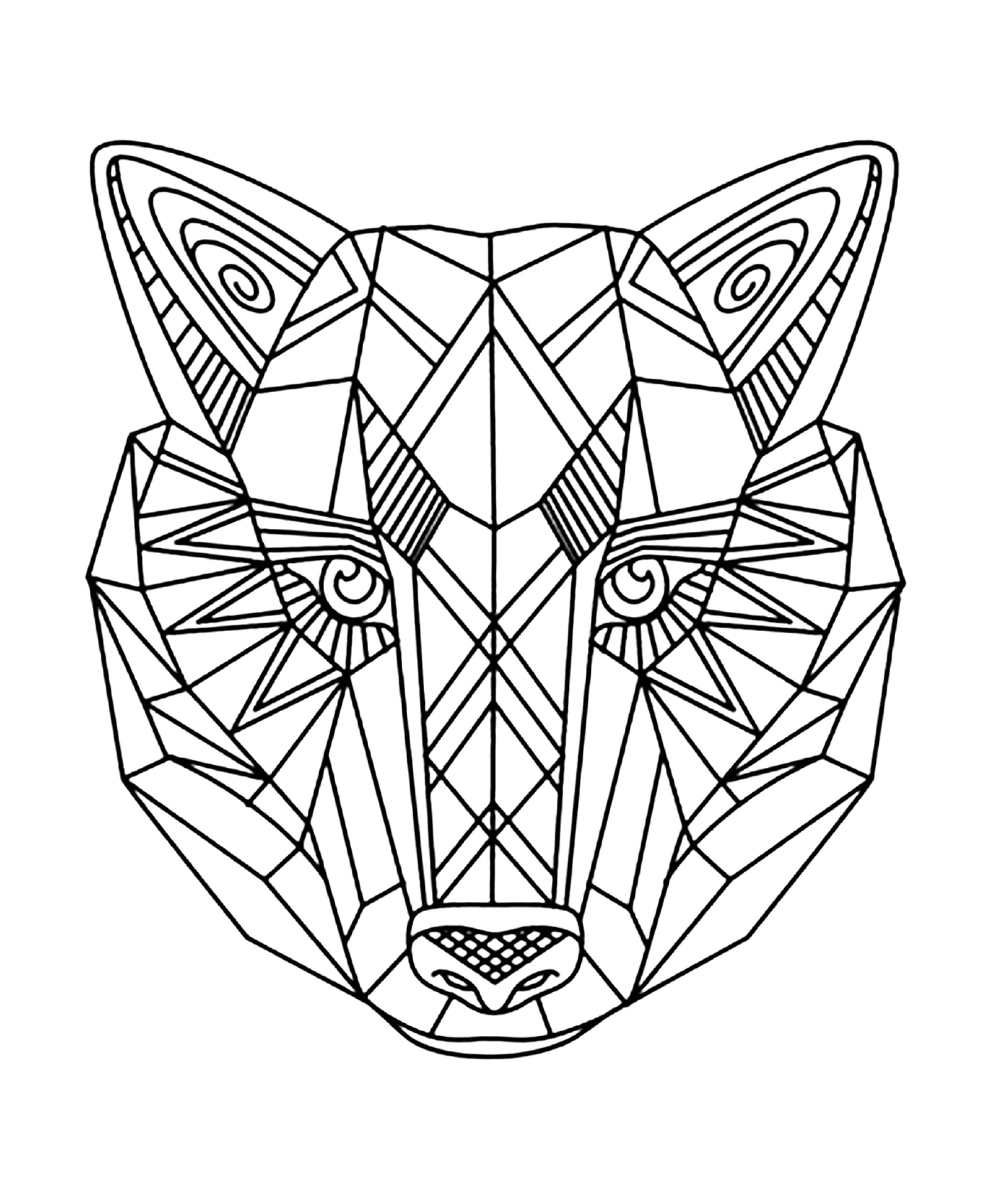  Tier mit einem geometrischen Muster auf dem Gesicht 