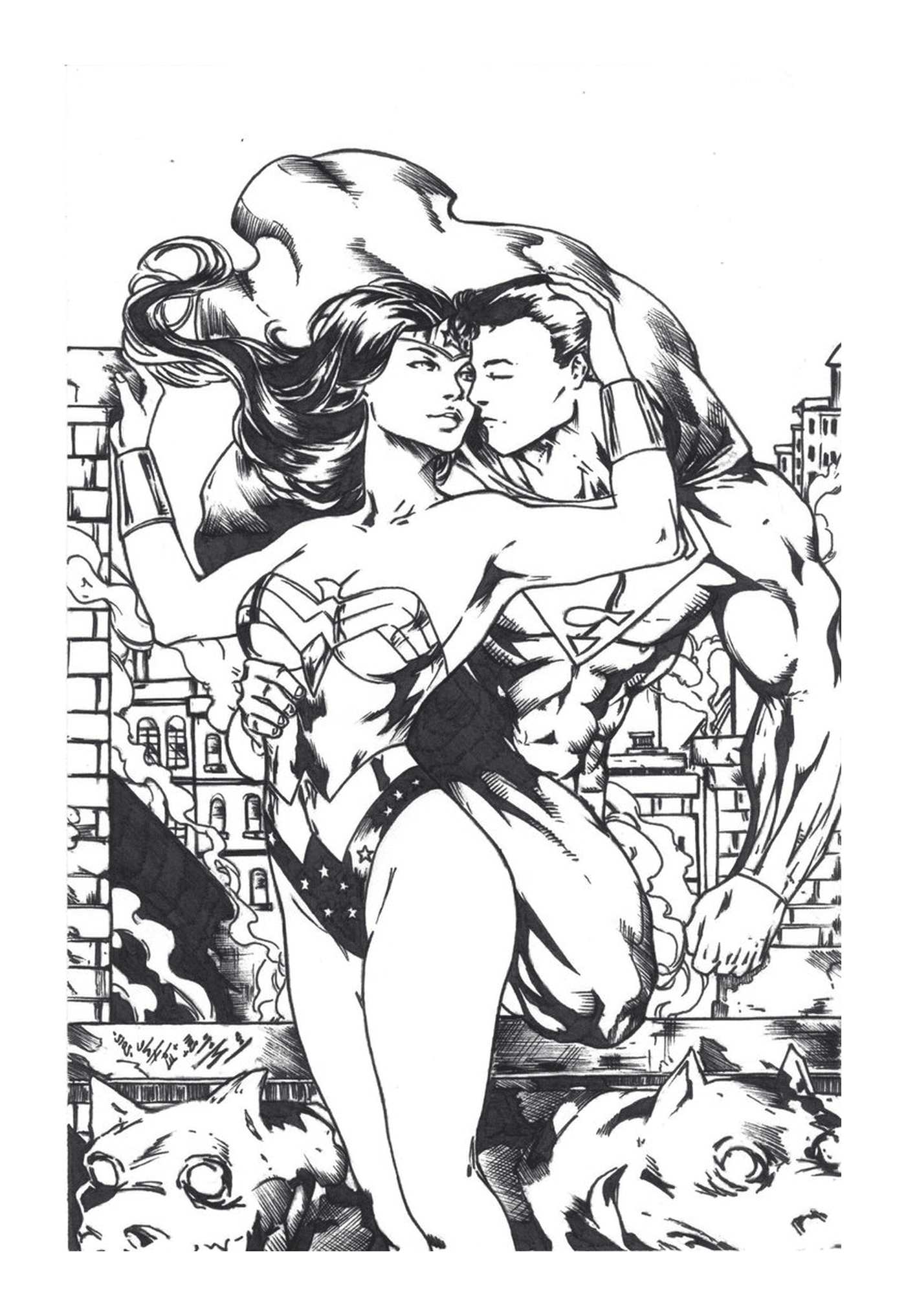  Wonder Woman sexy, Superman kissing 