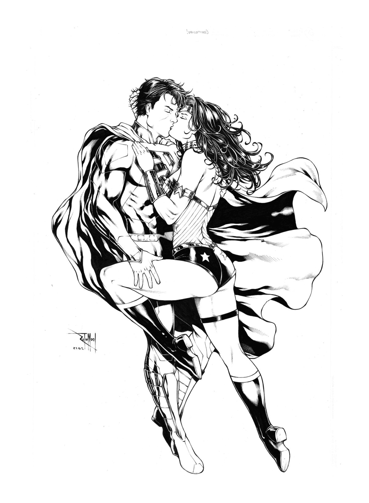 Супермен и Чудо-женщина целуют друг друга 