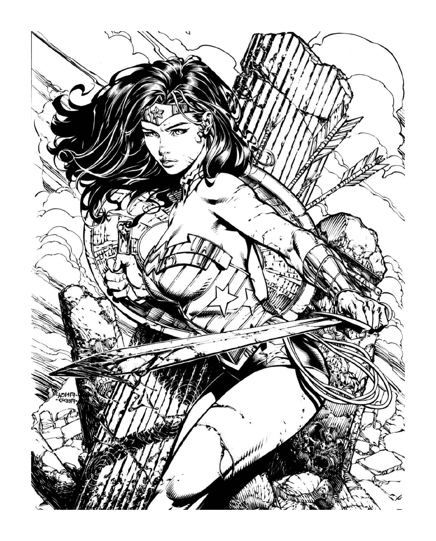  Wonder Woman mit einem Schwert 